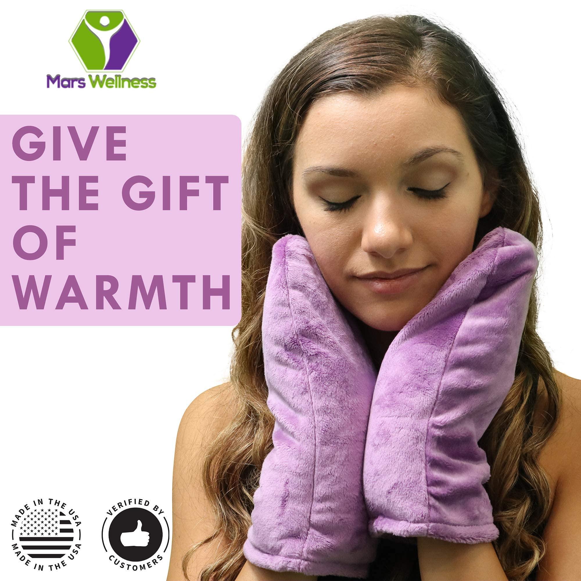 MARS WELLNESS Mars Wellness Heated Microwavable Mitts - Herbal Hot/Cold Deep Penetrating Herbal Aromatherapy Therapy Mittens with Flaxseed and Herbs - Trigger Finger, Inflammation, Carpal Tunnel - Muave
