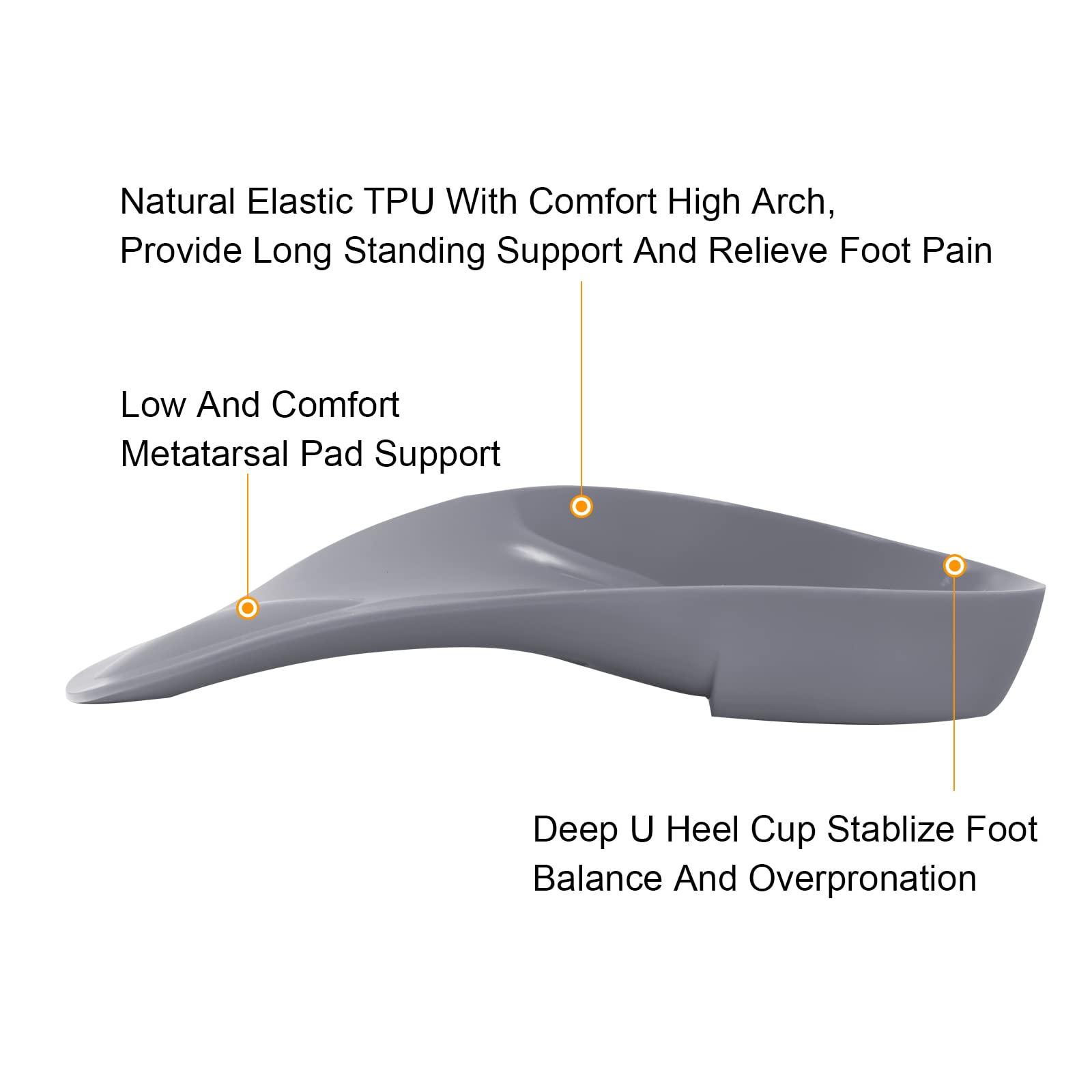 FiotSkep FiotSkep 3/4 Original High Arch Inserts Firm Orthotics for Plantar Fasciitis Flat Feet Over-Pronation, Comfort Metatarsal Pad Support Insoles Relief Heel Spur Pain