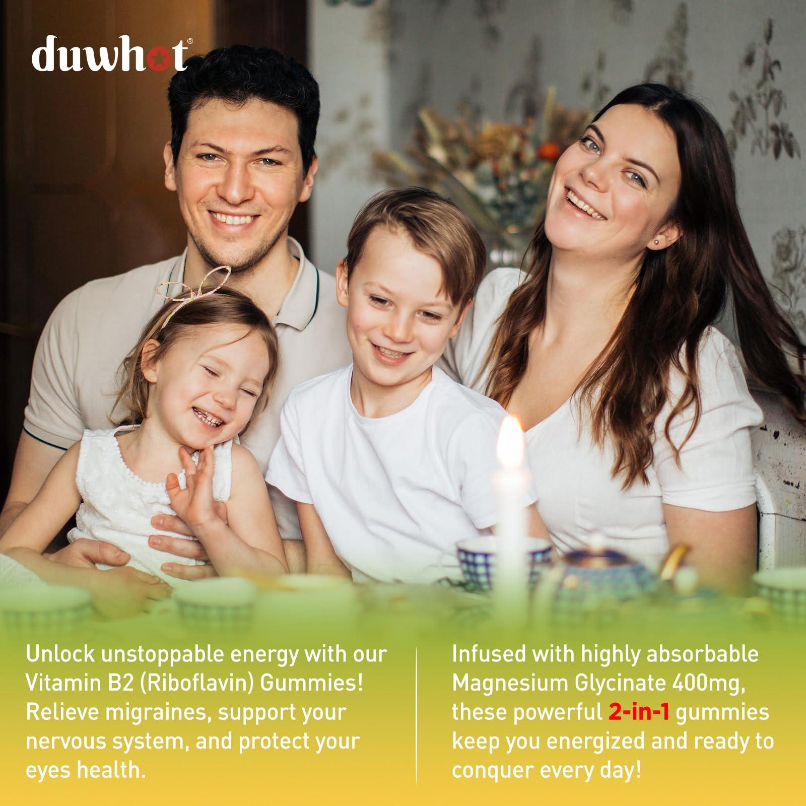 duwhot duwhot Migraine Relief - Vitamin B2 Gummies (Riboflavin) 400mg & Magnesium Oxide Gummies 400mg, Headache Relief & Nervous System Support