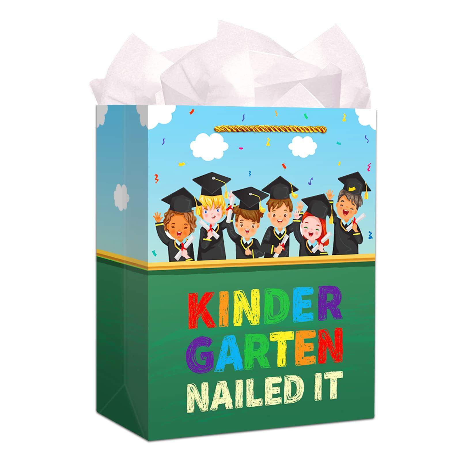 FLYAB FLYAB Kindergarten Graduation Gift Bag for Kids Students 11.5\" Funny Graduation Gift Bag with Tissue Paper Kindergarten Nailed It Graduation Gift Bags for Kindergarten Preschool Pre-K
