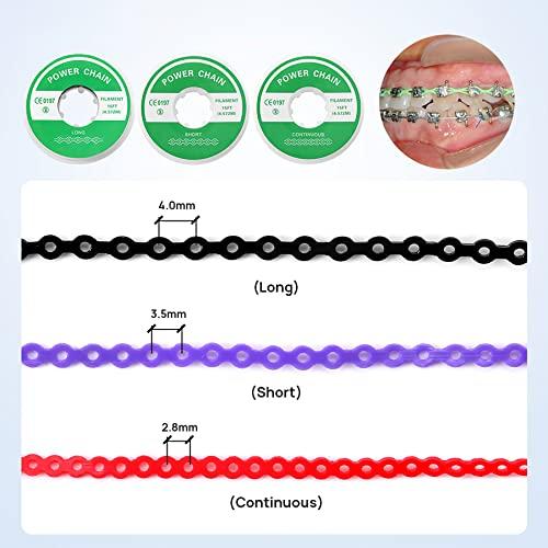 Dentalmall Dentalmall 4.5M/Pack Dental Orthodontic Power Chain Dental Spool Elastic Rubber Band Power Elastic Chain Power Chains Brace (Contnuous, Purple)