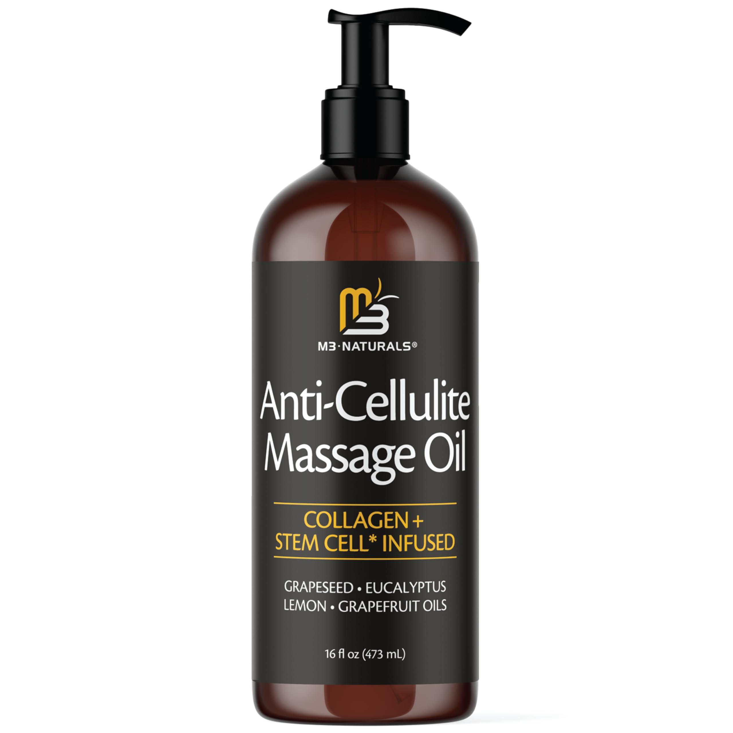 M3 Naturals Anti-Cellulite Massage Oil, 2 Pack, Collagen and Stem Cell Skin Tightening Therapy for Women, 8 Fl Oz Each by M3 Naturals