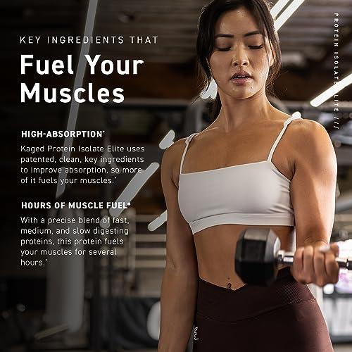 Kaged Kaged Protein Powder Elite: 100% Isolate Blend Whey, Casein, and Milk Protein Blend for Recovery and Muscle Building | Chocolate | 2lbs