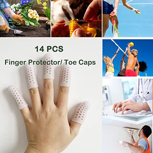 Kris-kikomy Kris-kikomy 14 PCS Silicone Finger Cots Gel Finger Protectors, Finger Bandage - New Breathable Finger Caps with Holes for Finger Cracking, Eczema, Trigger Fingers, Blisters, Broken Toe (White)