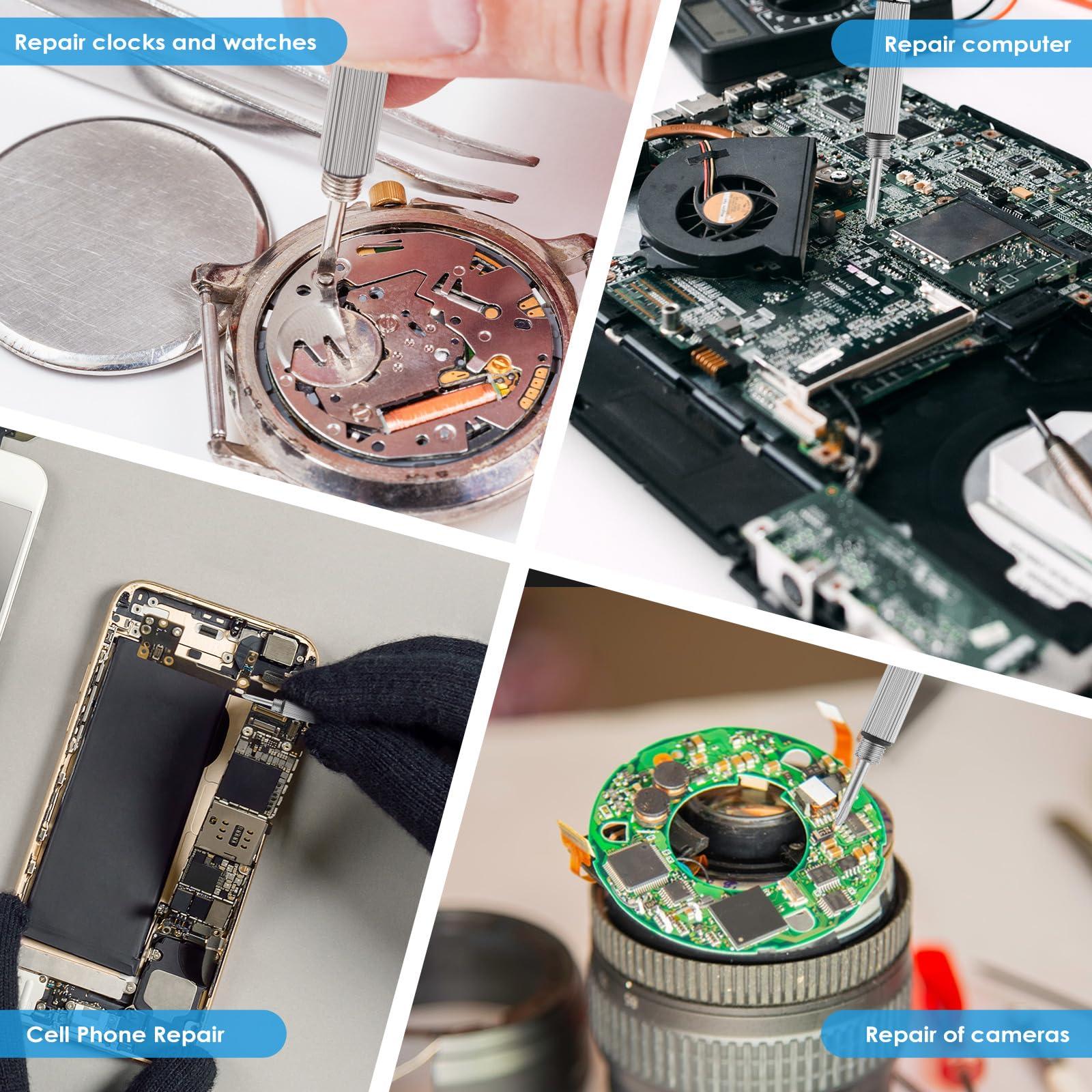 Nogeqi Nogeqi 6 Pcs Mini Eye Glasses Screwdriver Repair Kit 4 In 1 Portable Tiny Glasses Screwdriver Keychain Precision Tightening Eye Glass Screwdriver Kits for Eyeglasses, Computer and Watch Repair