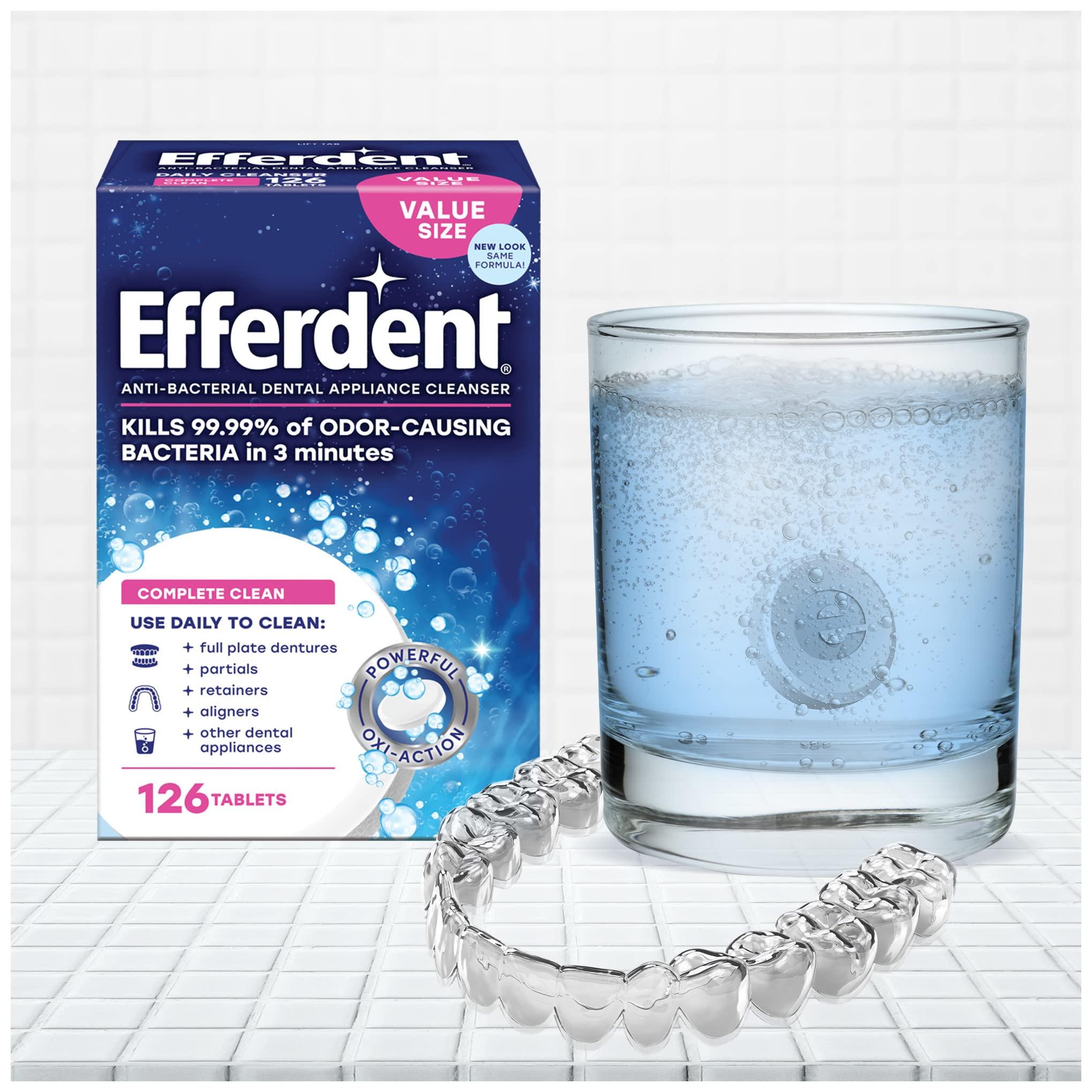 efferdent Efferdent Retainer Cleaning Tablets, Denture Cleanser Tablets for Dental Appliances, Complete Clean, 126 Tablets