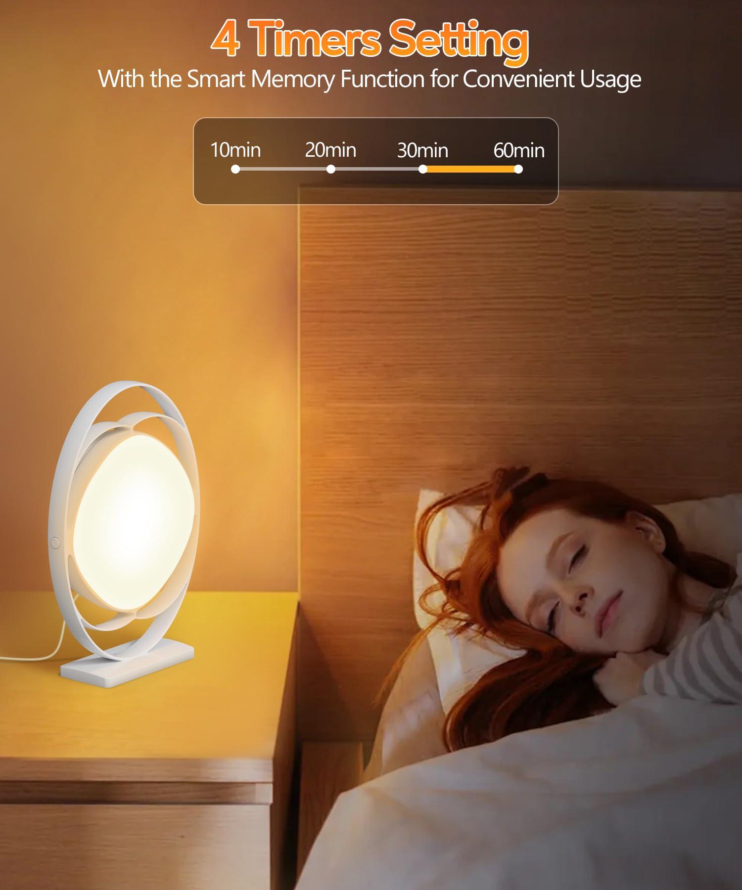 HIBOITEC HIBOITEC Light Therapy Lamp, 10000 Lux UV-Free Sun Light Therapy Lamp with 3 Color Temperature & 5 Adjustable Brightness & Timer & Memory Function, Happy Mood Light Therapy Lamp for Office Home, White