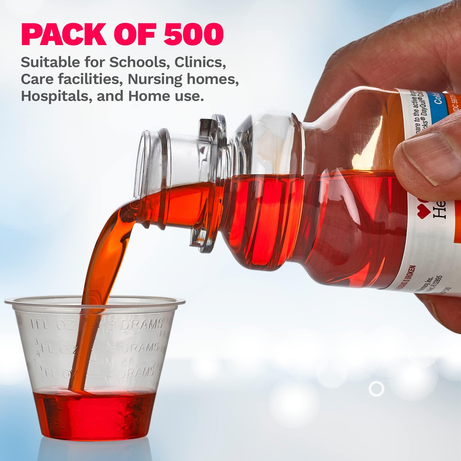 MEDca Clear Medicine Cups (1oz) - Pack of 500 - Plastic Disposable Graduated Medicine Cups with Measurements for Medication Arts & Crafts Mouthwash and More