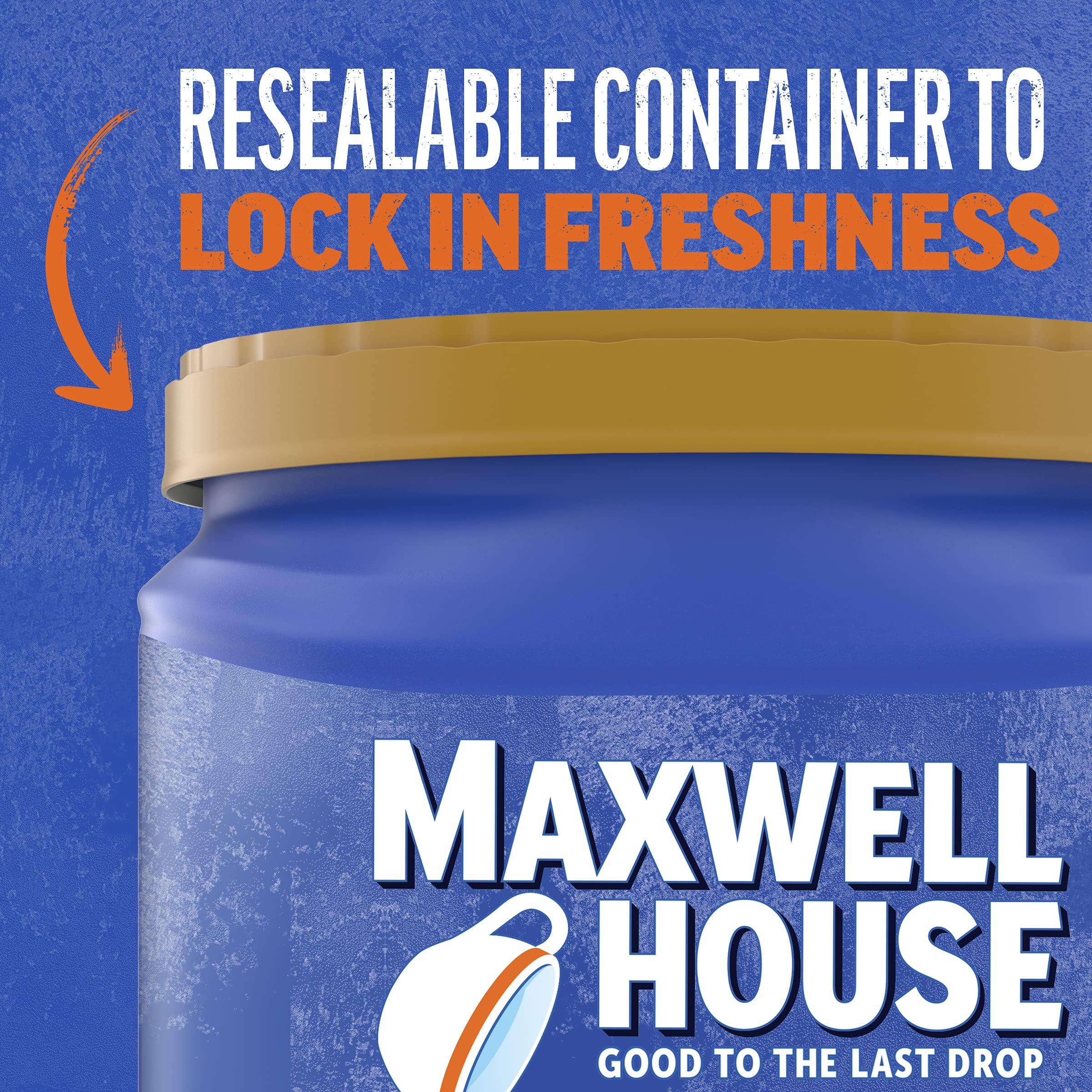 MAXWELL HOUSE Maxwell House Half Caff Medium Roast Ground Coffee with 1/2 the Caffeine (2 ct Pack, 25.6 oz Canisters)