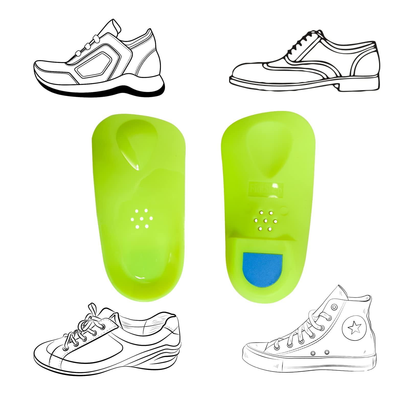 FiotSkep FiotSkep 3/4 Original High Arch Inserts Firm Orthotics for Plantar Fasciitis Flat Feet Over-Pronation, Comfort Metatarsal Pad Support Insoles Relief Heel Spur Pain