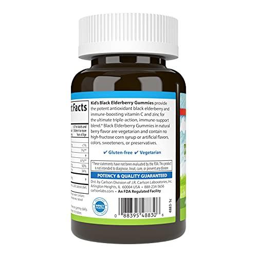 Carlson Carlson - Kid's Black Elderberry Gummies. with Vitamin C & Zinc, Immune Support, 60 Gummies
