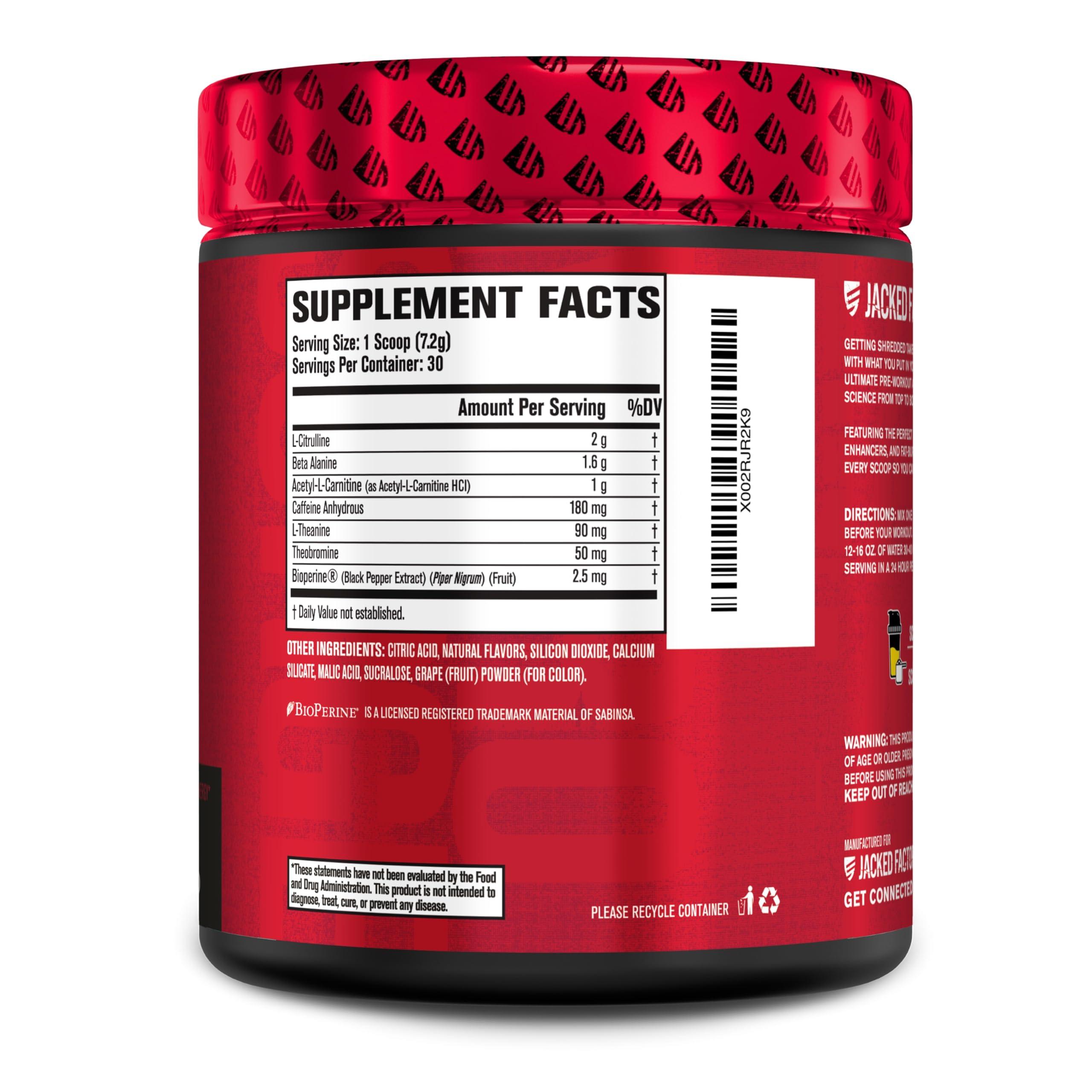 Jacked Factory Jacked Factory Nitrosurge Shred Thermogenic Pre-Workout in Blueberry Lemonade & BCAA in Fruit Punch for Body Recomposition, Muscle Building and Recovery