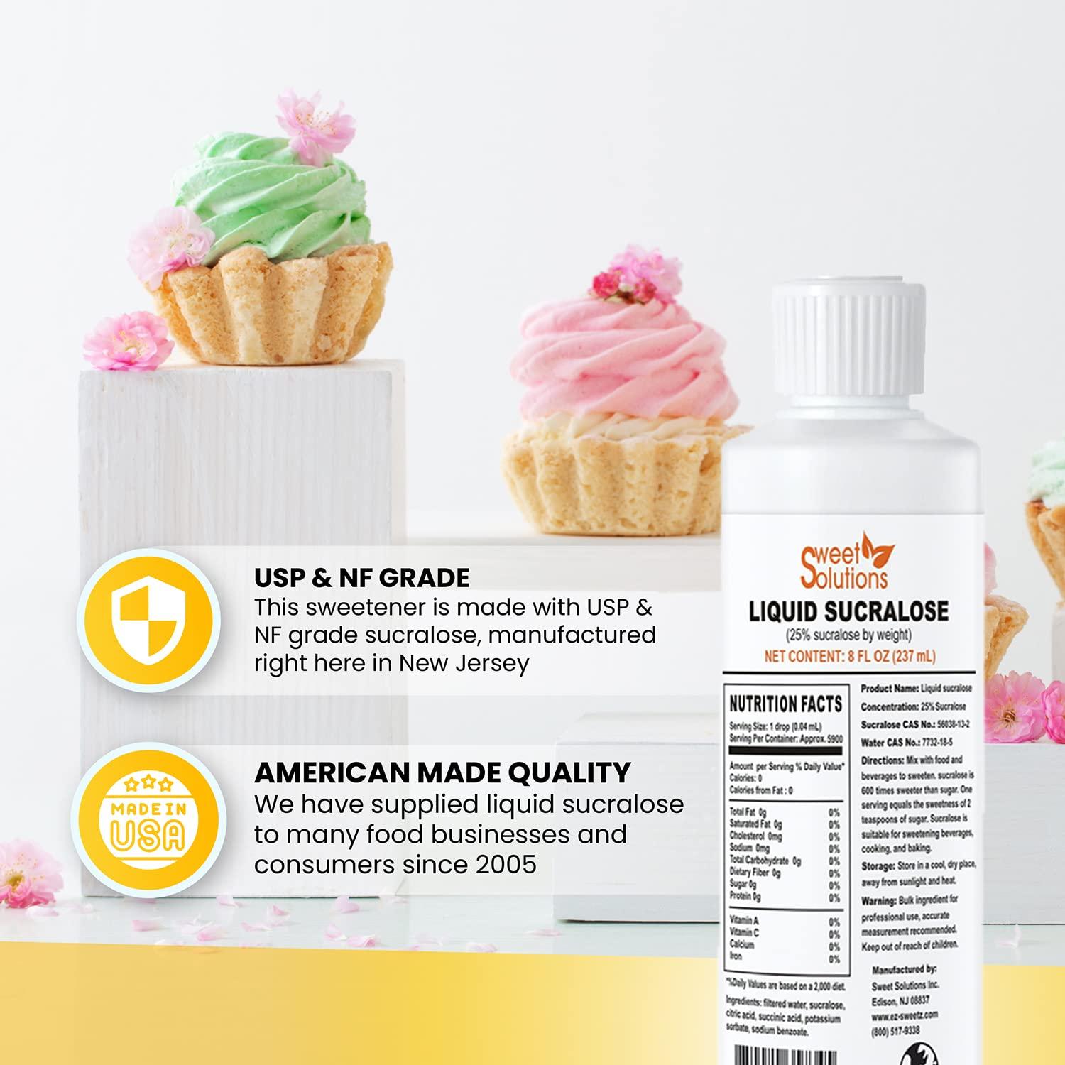 EZ-Sweetz Concentrated Liquid Sucralose Sweetener, 25% Concentrated Sugar Alternative, 8 oz. Bulk for Drinks, Food, and Pastries, Zero Calories and No Carbs (1- Pack)