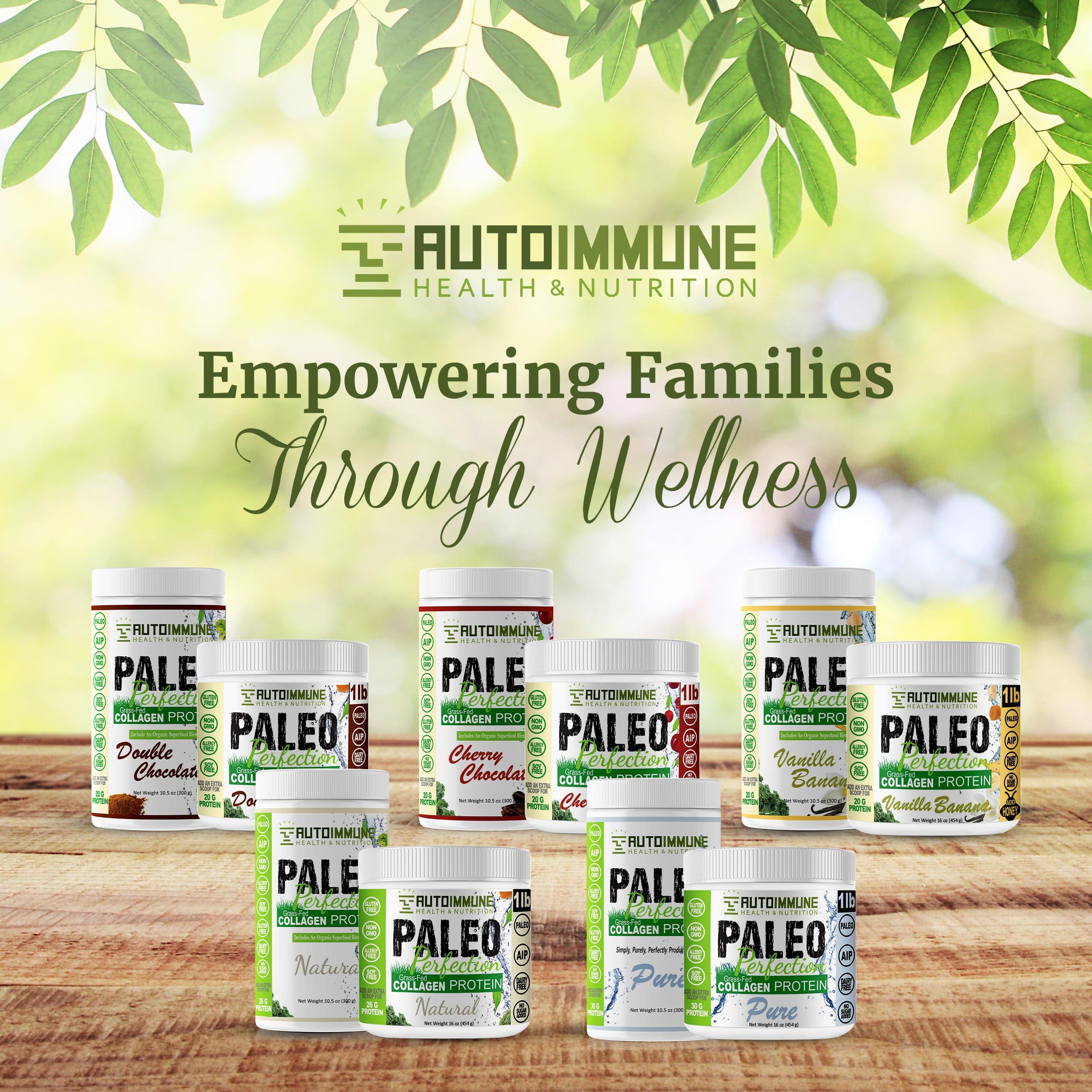 AUTOIMMUNE HEALTH & NUTRITION Paleo Perfection Vanilla Banana Grass Fed Beef Collagen Protein Powder without Stevia - Paleo, Keto, SCD, AIP Protein Powder with Apple Fiber, Carrot & Broccoli - 300g Protein Powder & Superfood Blend
