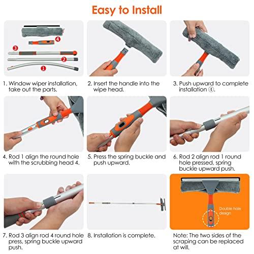 YXXSDP Home Bendable Window Cleaning Pole, Aluminum Safey Window Squeegee with Scrubber Combo, Window Cleaner for Porch Apartment Bathrooms (Size : Length 656cm/6.56m/21.5ft)