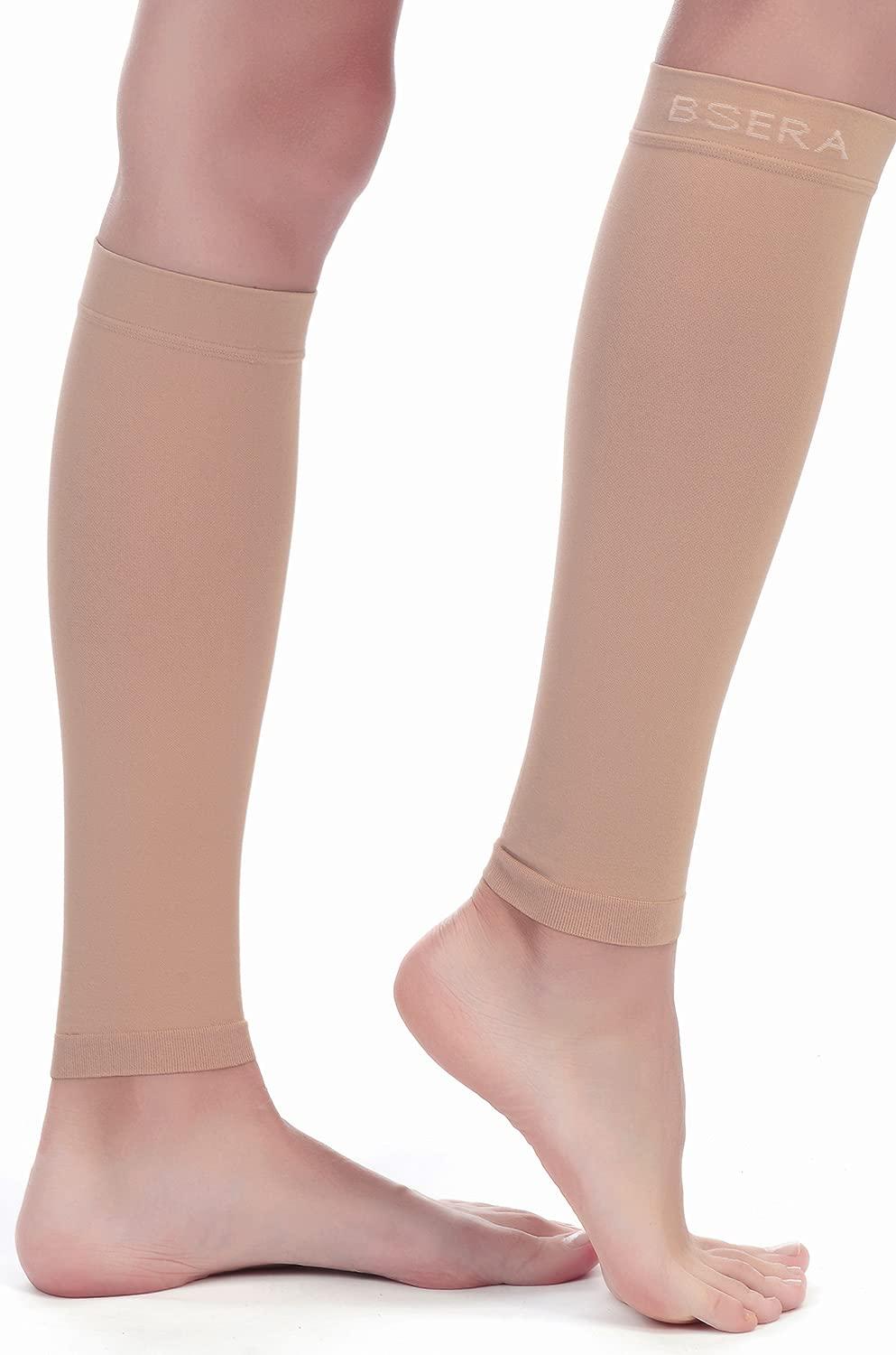 BSERA BSERA Calf Compression Sleeve Women, 2 Pairs 20-30mmHg Footless Compression Socks Stockings for Calf Support, Circulation, Swelling, Shin Splints, Varicose Veins, Recovery