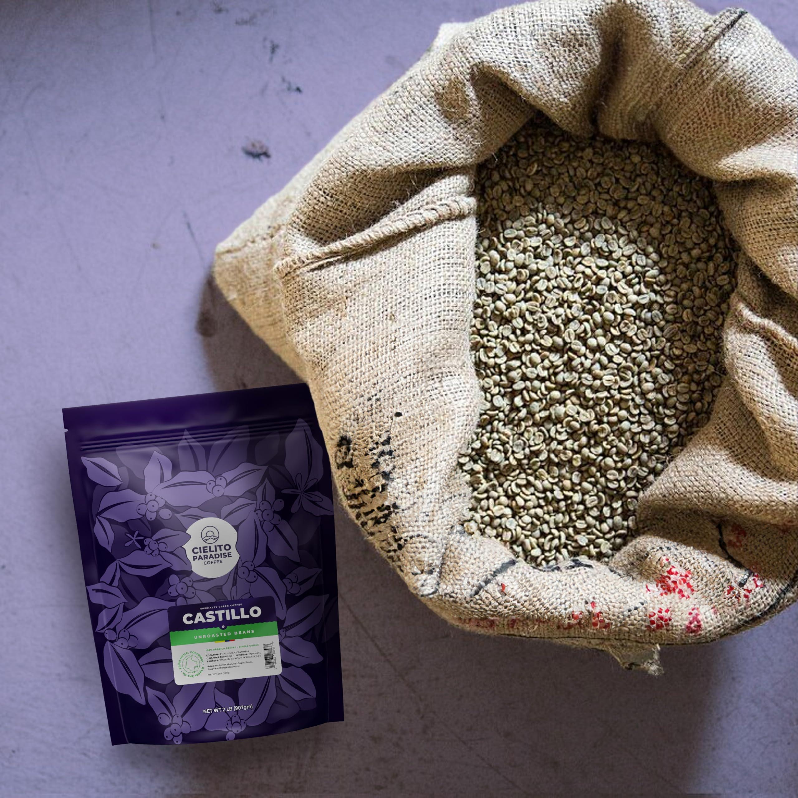 Cielito Paradise Coffee 2 Lb, Fresh Single Origin Unroasted Green Coffee Beans, Specialty Grade From Huila Colombia, Direct Trade (Castillo Varietal)