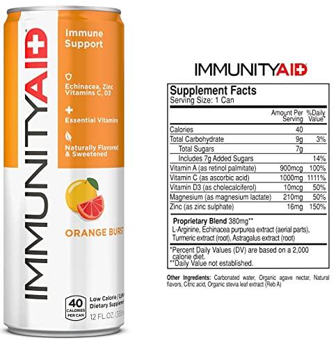 LIFEAID LIFEAID Wellness Blend With Echinacea Zinc Astragalus Vitamin C Only 45 Calories 100 Clean Vegan GlutenFree No Artificial Flavors Sodium or Caffeine cans Can, IMMUNITYAID, 12 Fl Oz