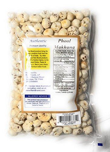 Rani Brand Authentic Indian Products Rani Jumbo Phool Makhana (Fox Nut/Popped Lotus Seed) Plain Raw Uncooked 3.5oz (100g) ~ All Natural | Vegan | No Colors | Gluten Friendly | NON-GMO | Indian Origin