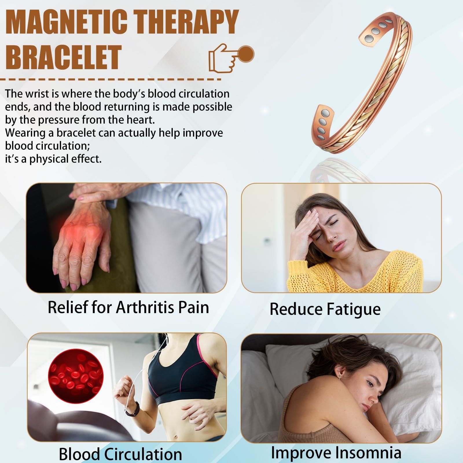 MagVIVACE MagVIVACE Women Copper Magnetic Bracelet for Arthritis, Pure Copper Jewelry, Lymph Detox Bracelets with 3500 Gauss Magnet(1009)