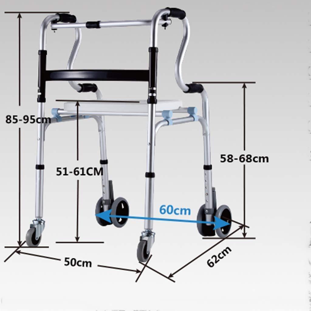 SSRURYWZ SSRURYWZ Wheels Aluminum .99 with Paded Seat and Backrest Folding Rolling .99 Mobility Aid for Adult,Senior,Elderly Handicap,Silver Walking Frame