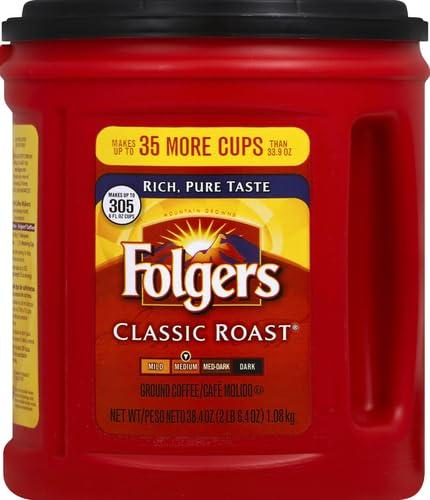 Folgers Folgers Classic Roast Medium Roast Ground Coffee, 38.4 Ounces (Pack fo 1)