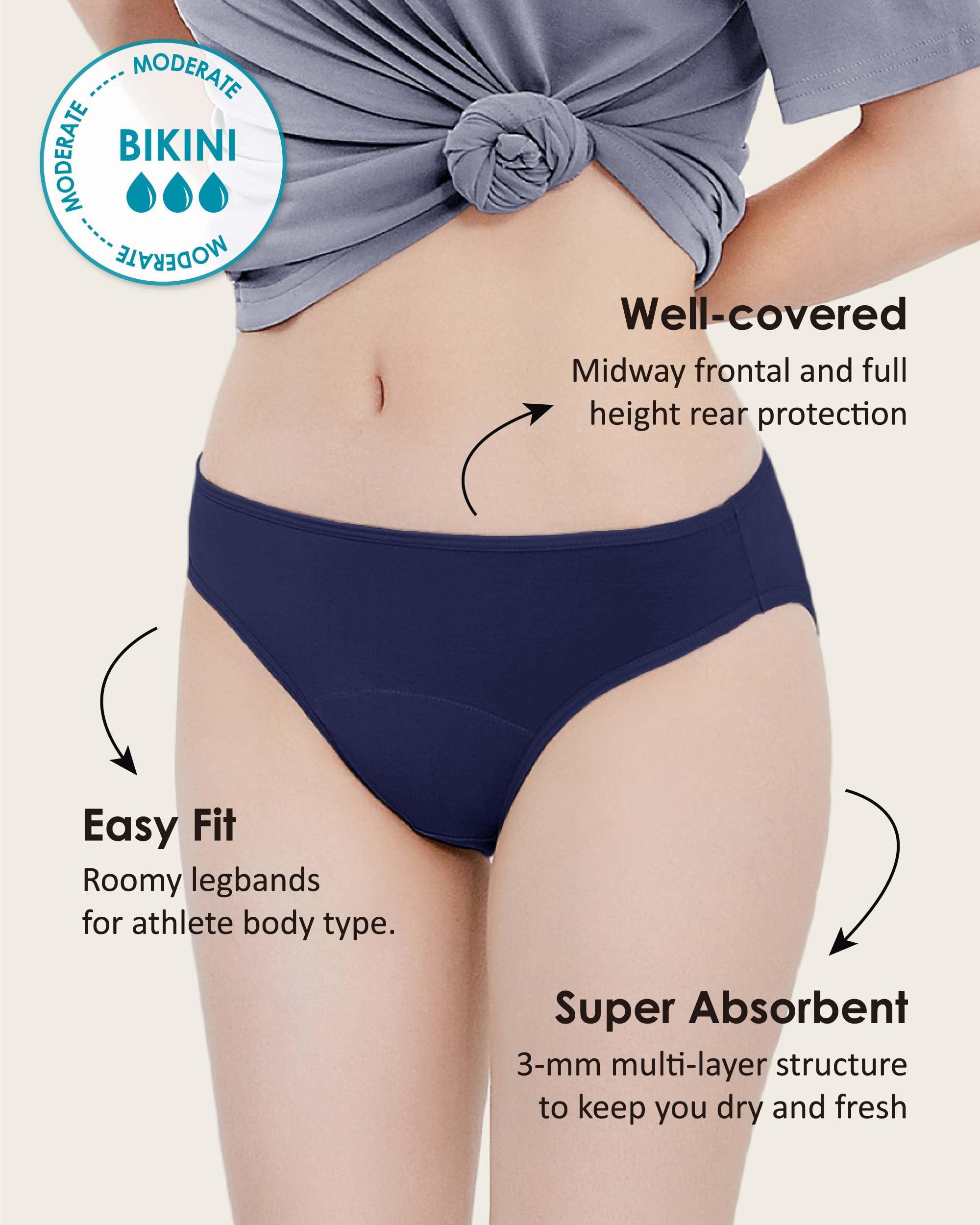 Neione Neione Period Underwear Menstrual Panties Comfortable Modal Bikini Cheeky Hi-Cut Briefs for Women Postpartum Undies 5 Pack Romance XL