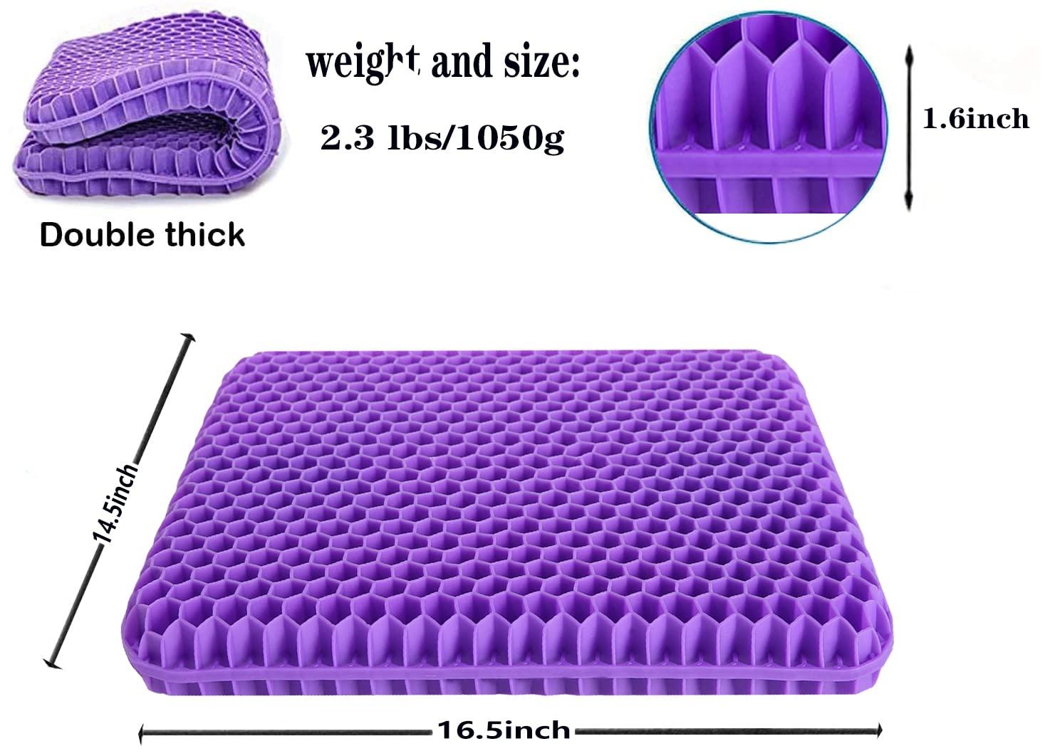 N\C NC Gel Seat Cushion for Long Sitting, Pressure Relief pad, Back, Hip, Sciatica, Tailbone Pain Relief Cushion, Use for The Car, Office, Wheelchair, Stadium Bleachers, Outdoor Travel .(Purple)
