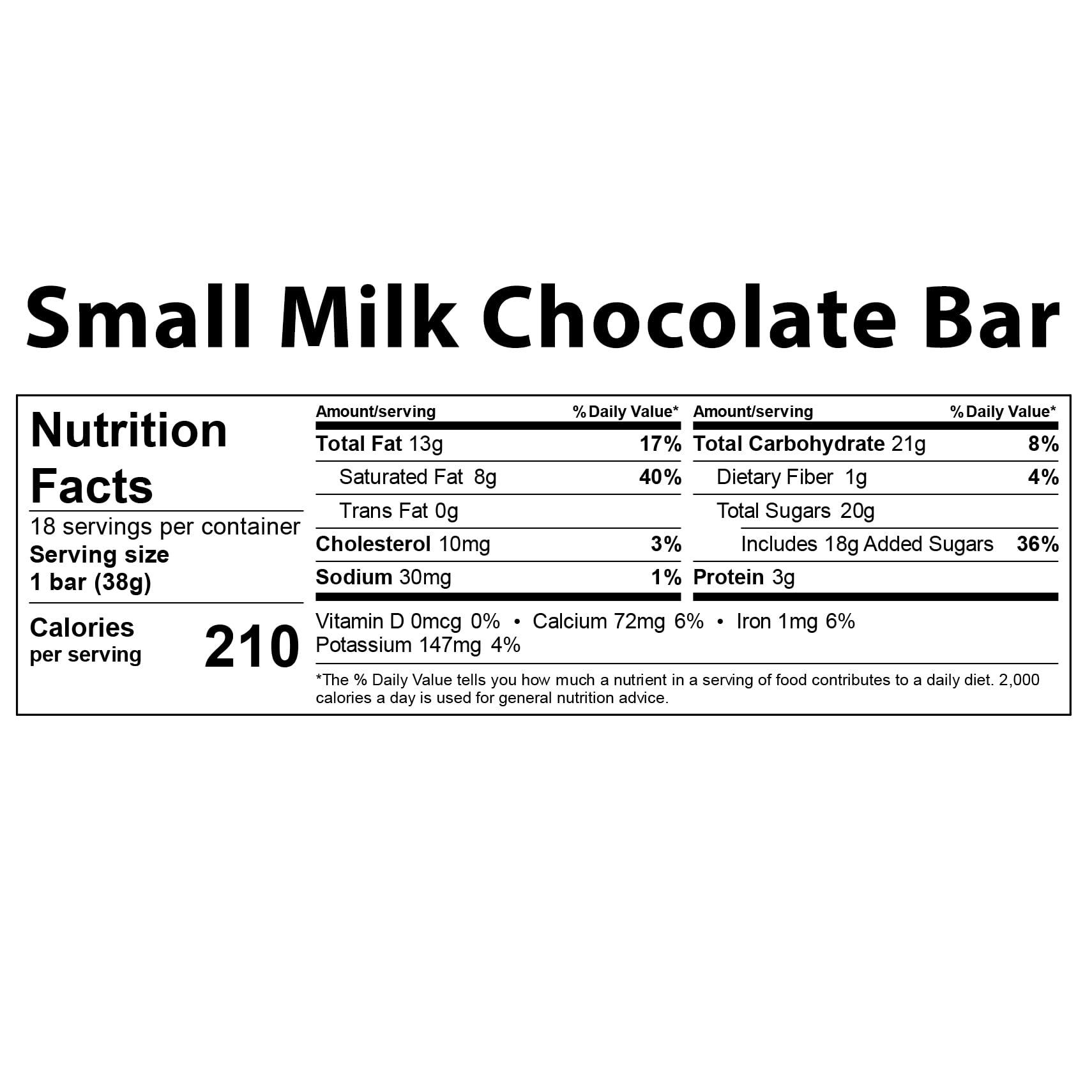 Vermont Nut Free Chocolates Vermont Nut Free Chocolates Small Bar (Milk Chocolate) 1.35 Ounce Bars, 18 Count, Nut-Free, Egg-Free, Kosher