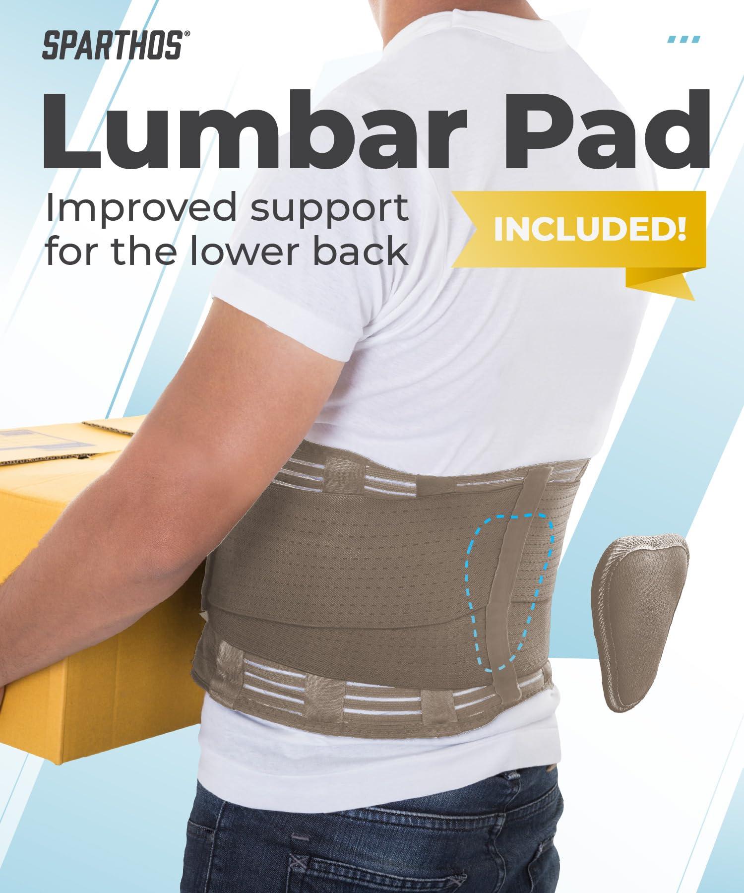 Sparthos Sparthos Back Brace for Lower Back Pain - Immediate Relief from Sciatica, Herniated Disc, Scoliosis - Breathable Design With Lumbar Support Pad - For Home & Lifting At Work, For Men & Women - (Beige-M)