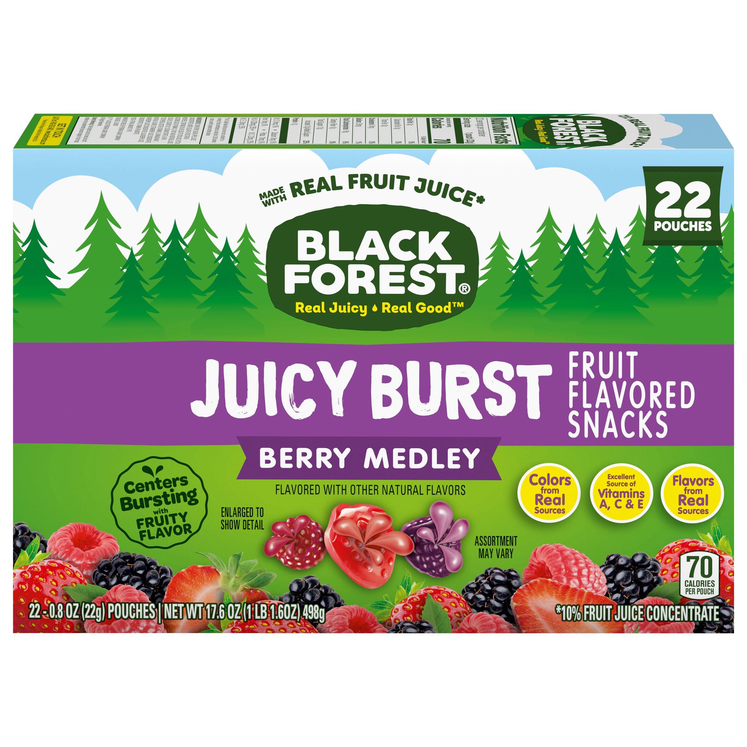 Black Forest Black Forest Juicy Burst Fruit Snacks, Berry Medley, 0.8 Ounce Pouches (22 Count)