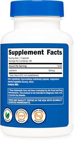 Nutricost Nutricost Lactoferrin Capsules (60 Capsules, 300mg) Third-Party Tested, Gluten-Free, Vegetarian, GMP Compliant, Non-GMO Product - 60 Servings