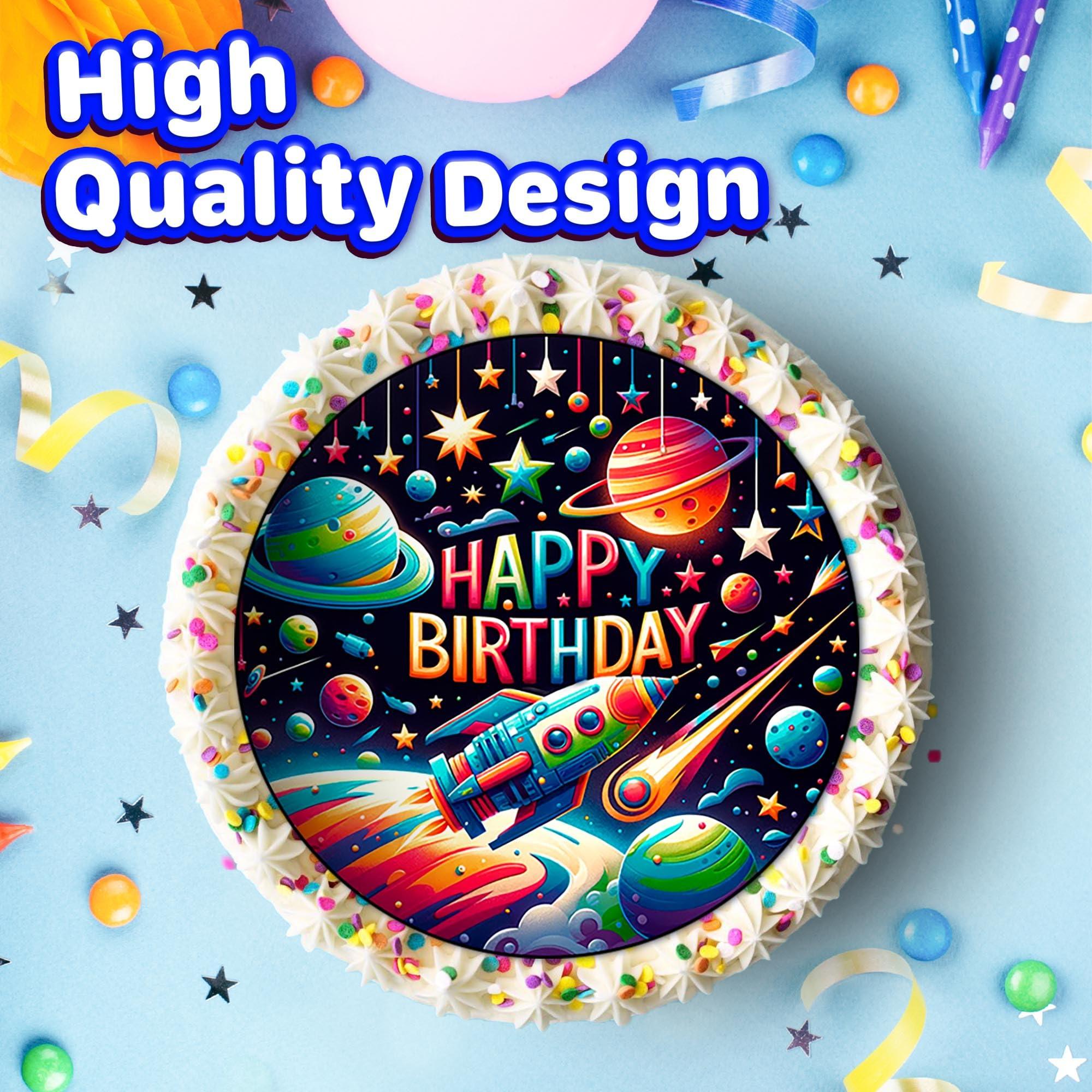 NATURAL BEHAVIOUR 7.5x Inch Edible Cake Toppers Space Themed Birthday Party Collection of Edible Cake Decorations