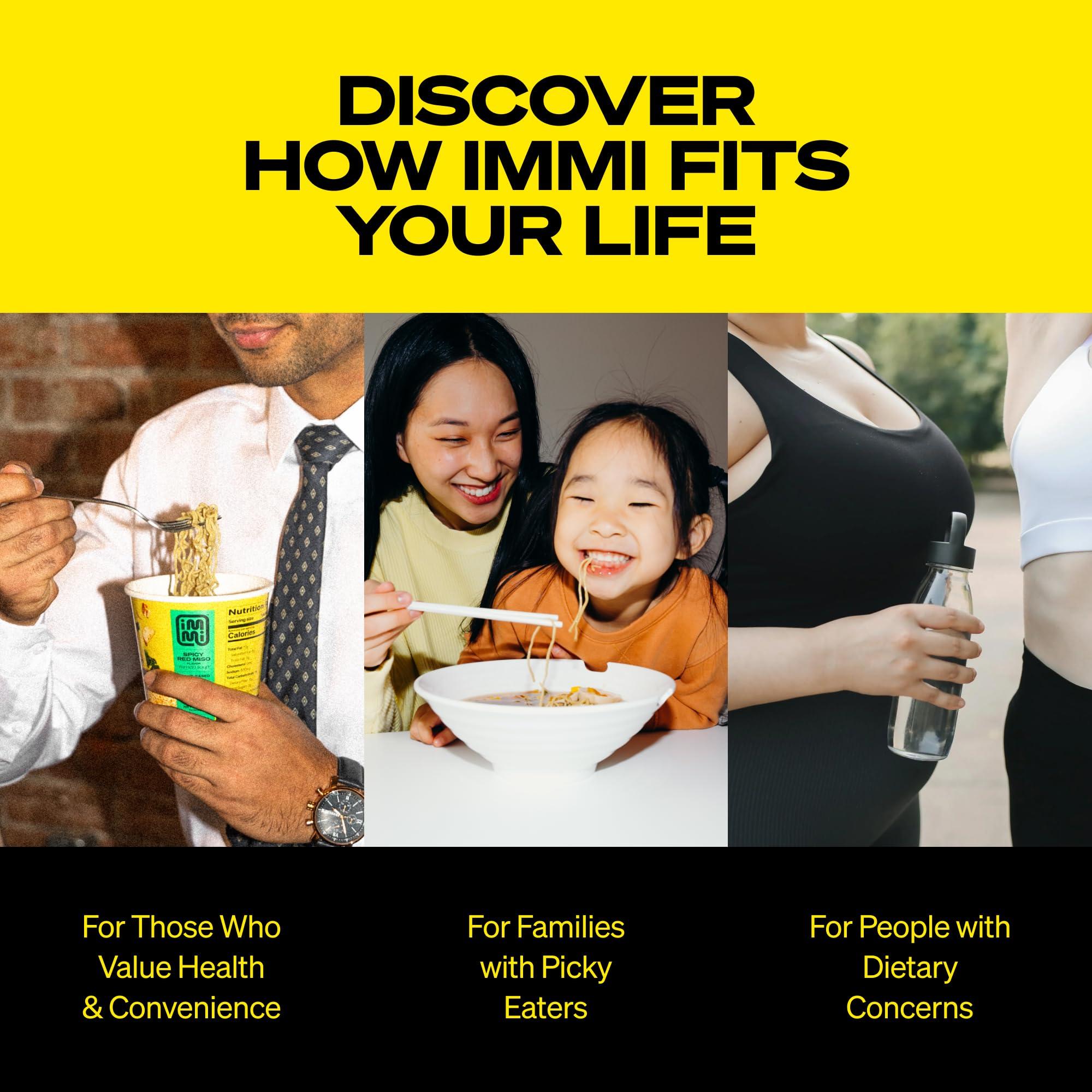 immi immi Spicy Red Miso Ramen, 100% Plant Based, Keto Friendly, Low Carb, High Protein, Packaged Noodle Meal Kit, Ready to Eat, 6 Pack