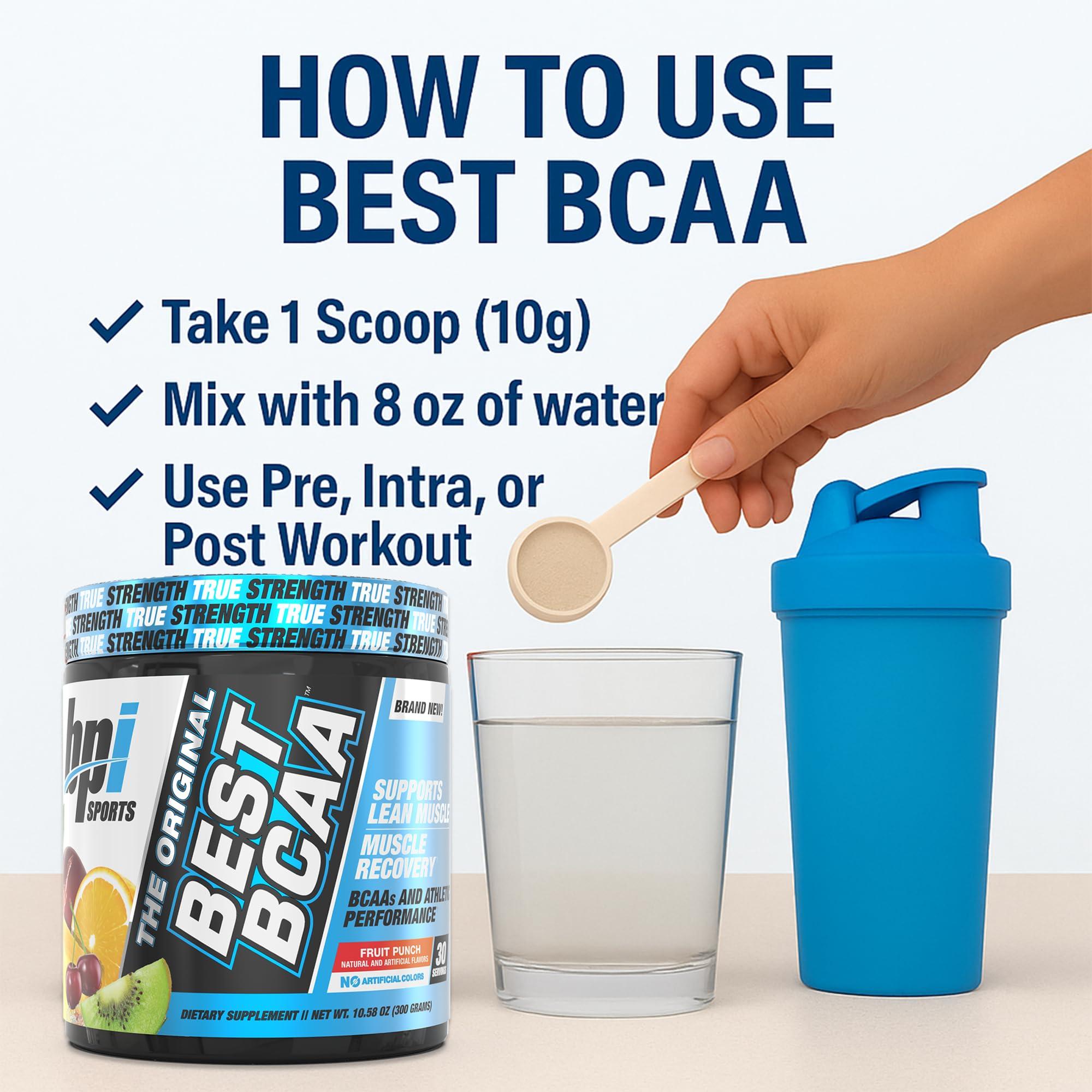 BPI Sports BPI Sports Best BCAA - BCAA Powder - Branched Chain Amino Acids - Muscle Recovery - Muscle Protein Synthesis - Lean Muscle - Improved Performance - Hydration - Fruit Punch - 30 Servings - 10.58 oz.