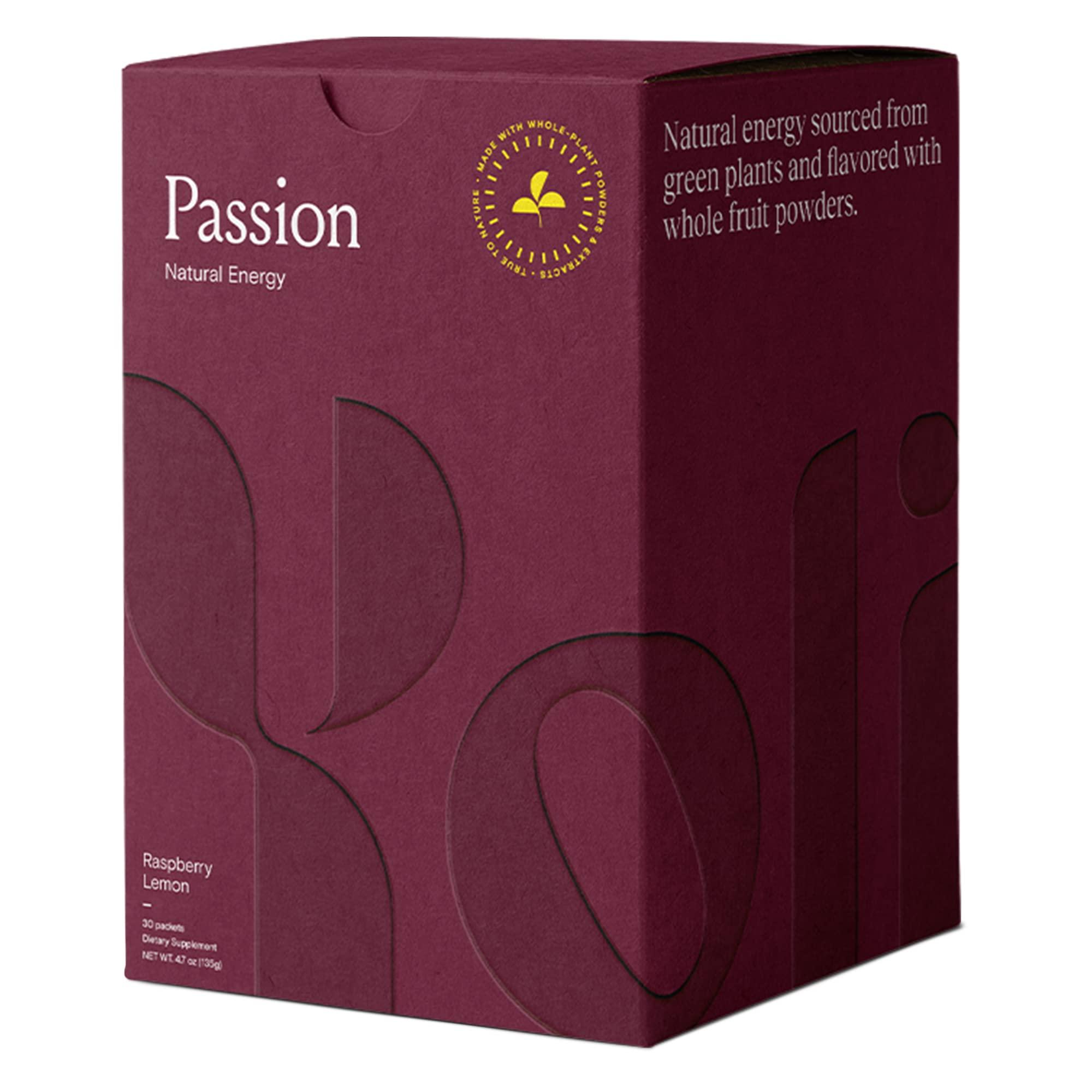 Yoli Yoli Passion Energy Drink Powder Mix - Natural Energy Drink Mix for Endurance and Stamina, 30 Packets - Raspberry Lemon Flavor