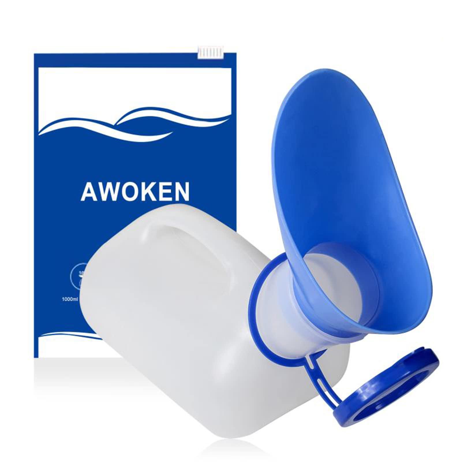AWOKEN AWOKEN Unisex Urinal, Portable Toilet Urinal for Men and Women, Pee Bottle with a Sealed Lid and Funnel for Elderly Kids and Patients for Camping Outdoor Travel