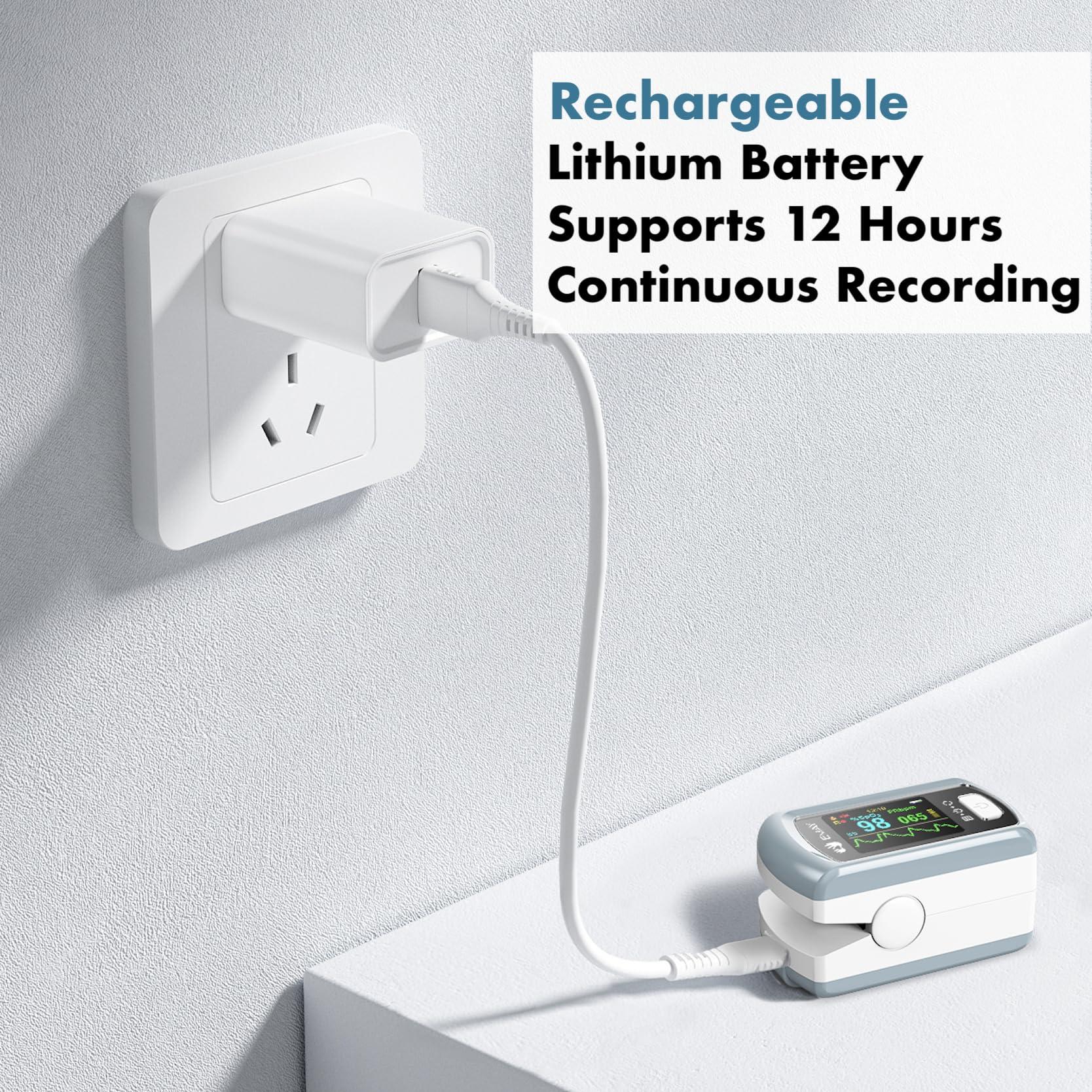 EMAY EMAY Sleep Oxygen Monitor with PC Software & App | Bluetooth Pulse Oximeter Rechargeable for Overnight & Continuous SpO2 Tracking with 72 Hours Built-in Memory | Gives Informative Report & Analysis