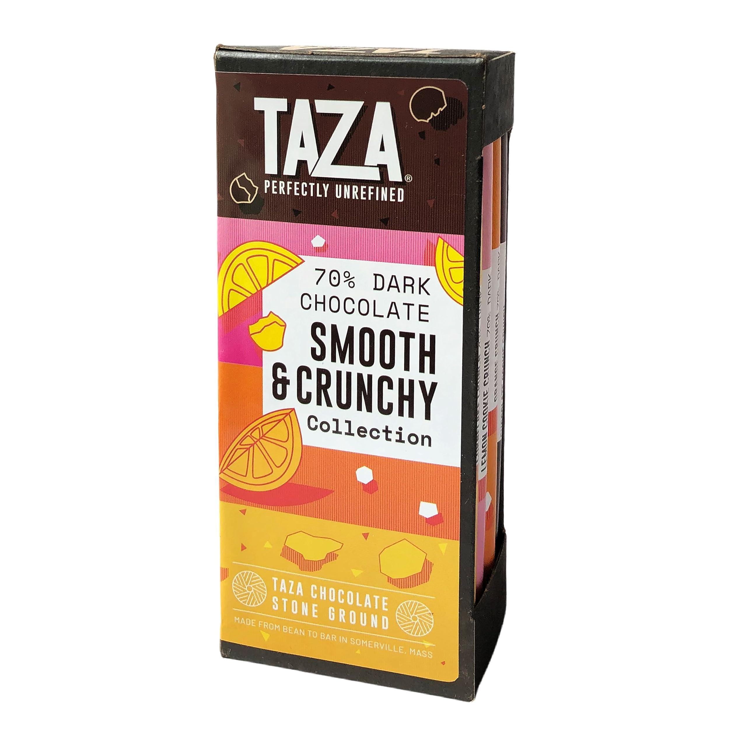 Taza Chocolate Taza Chocolate Organic Smooth & Crunchy 70% Dark Bar Variety Pack Bundle, 2.5 oz (4 count), Vegan