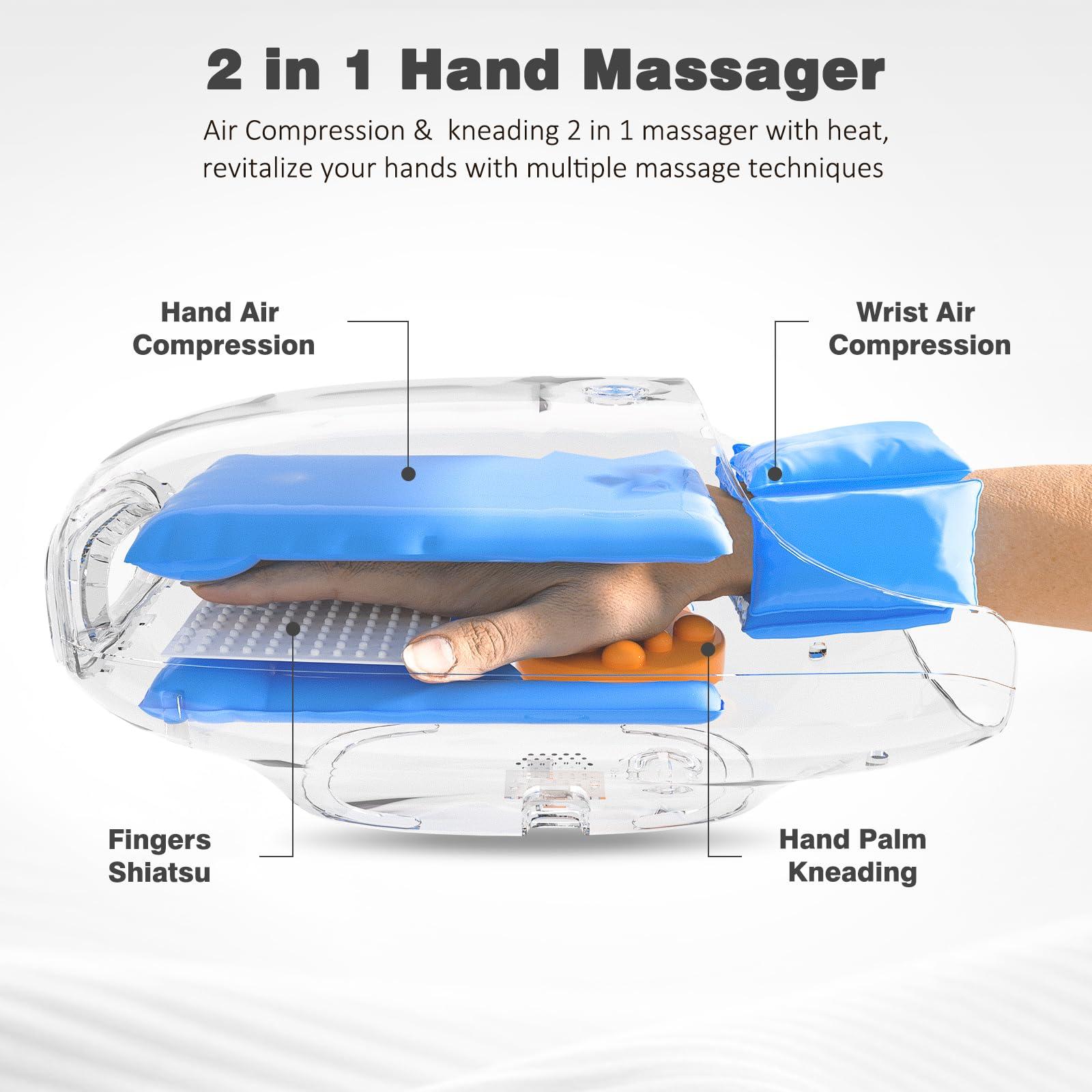 KNQZE KNQZE Foot Massager Machine with Heat, Shiatsu Deep Kneading Foot Massager with Remote, Compression, Hand Massager with Heat and Compression & Kneading Massage for Arthritis Carpal Tunnel Pain Relief