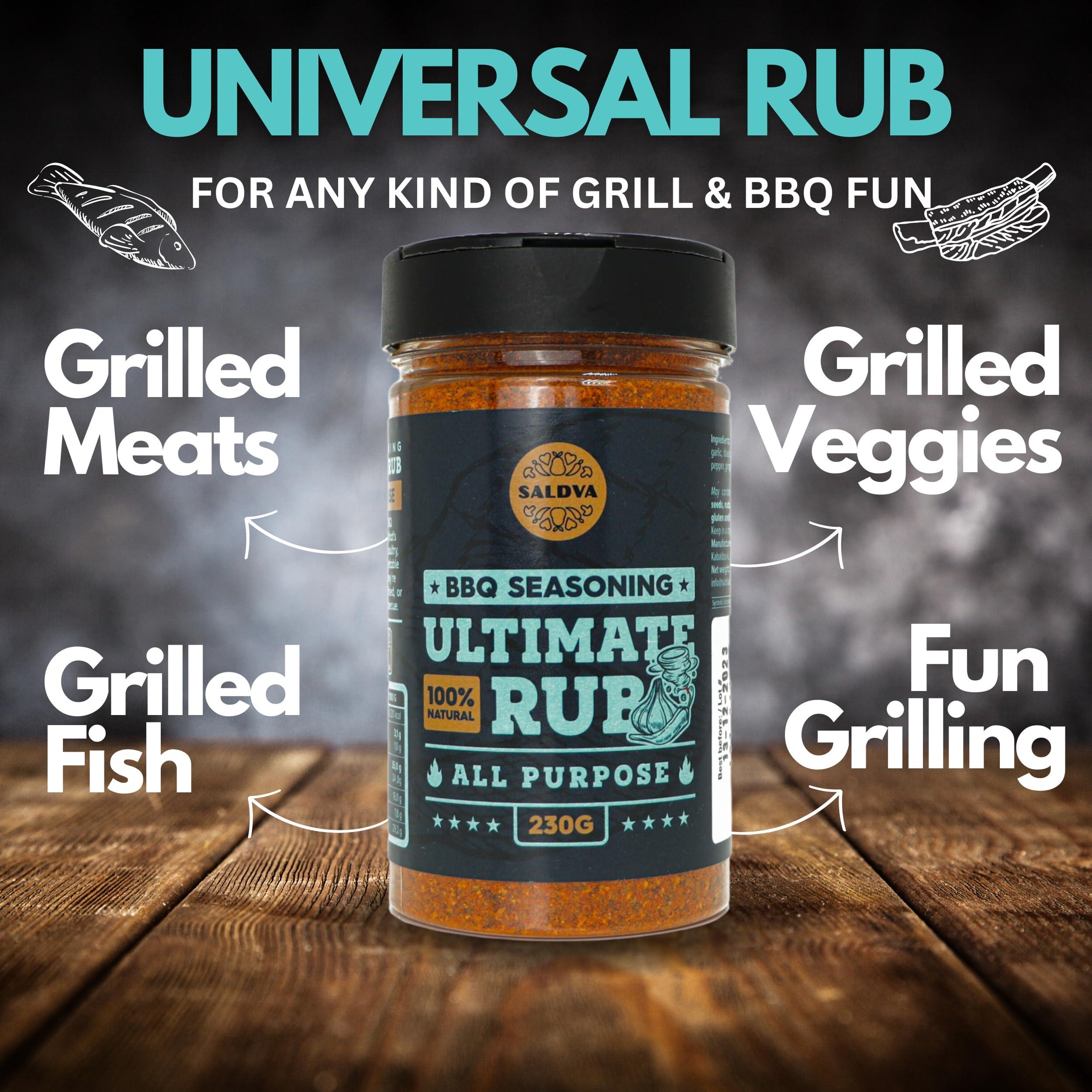 SALDVA Classic Selection of 3 Premium BBQ Rubs - Angel\'s Wings + Smoky Pig + Ultimate Rub - 100% Natural, Large Jars