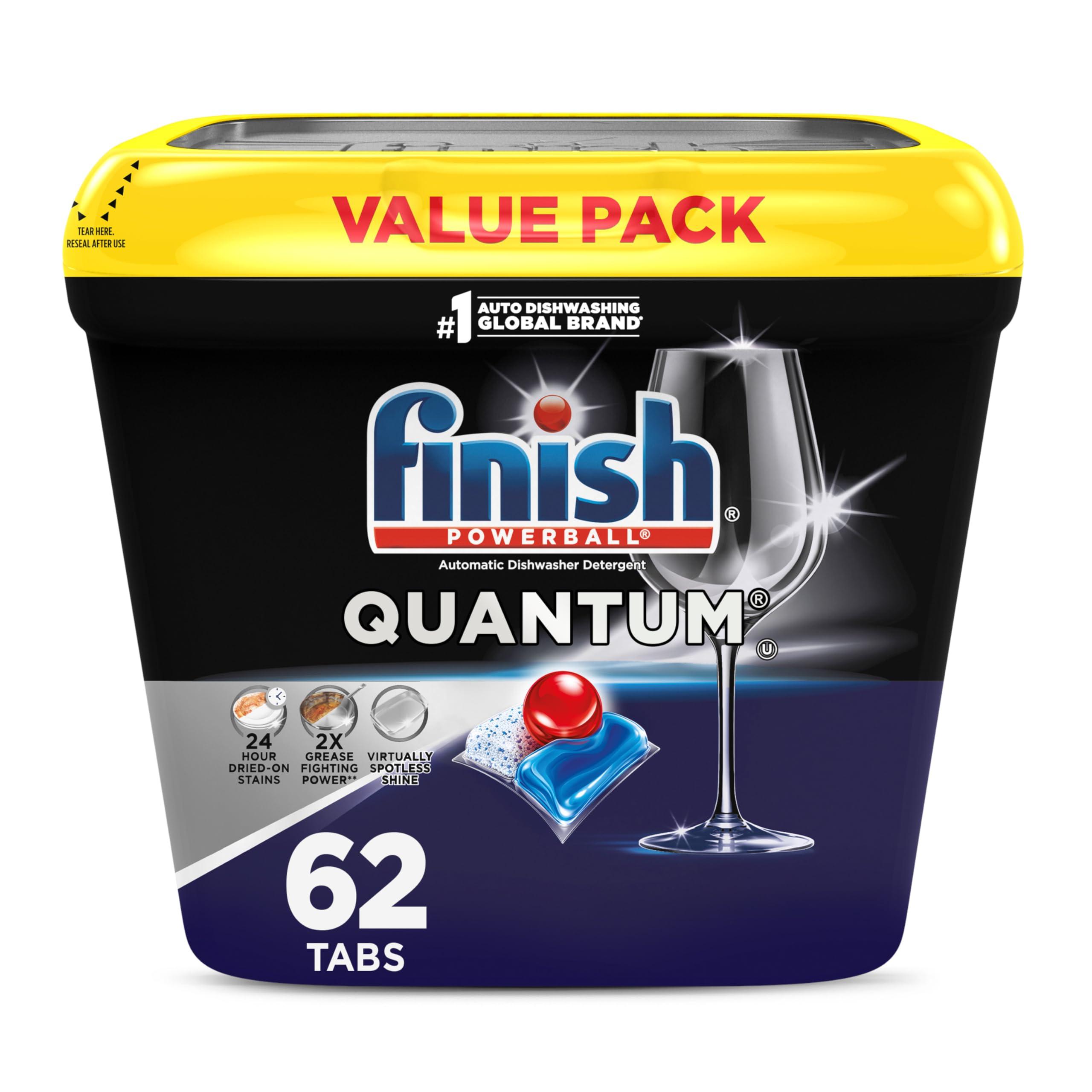 Finish FINISH Quantum Powerball, Dishwasher Pods, Dishwasher Detergent Liquid, Dishwasher Soap, Advanced Clean & Shine, 62ct Dishwasher Tablets