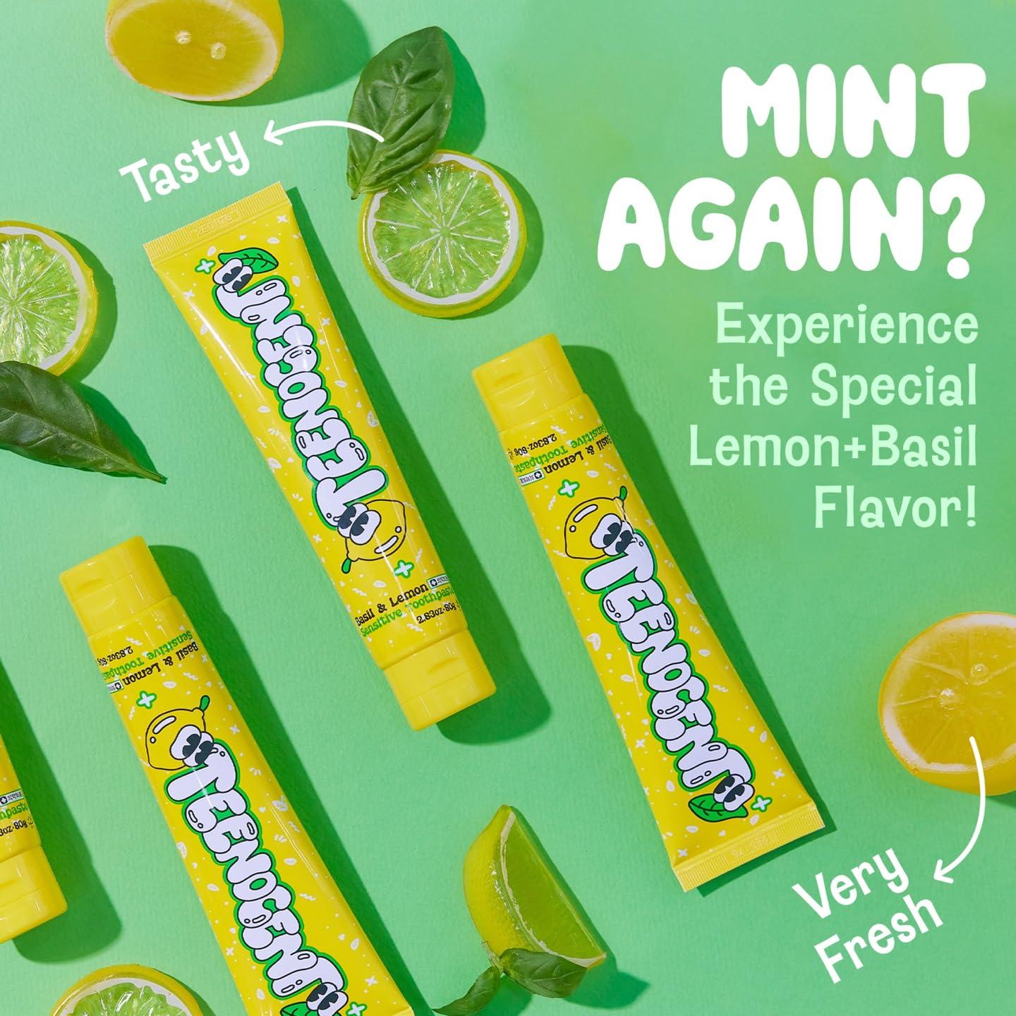 TEENOCENT TEENOCENT Natural Nano Hydroxyapatite Sensitive Toothpaste - Fluoride Free, SLS Free, Remineralizing, Adult & Kids, Basil&Lemon Flavor, 2.83 oz (Pack of 3)