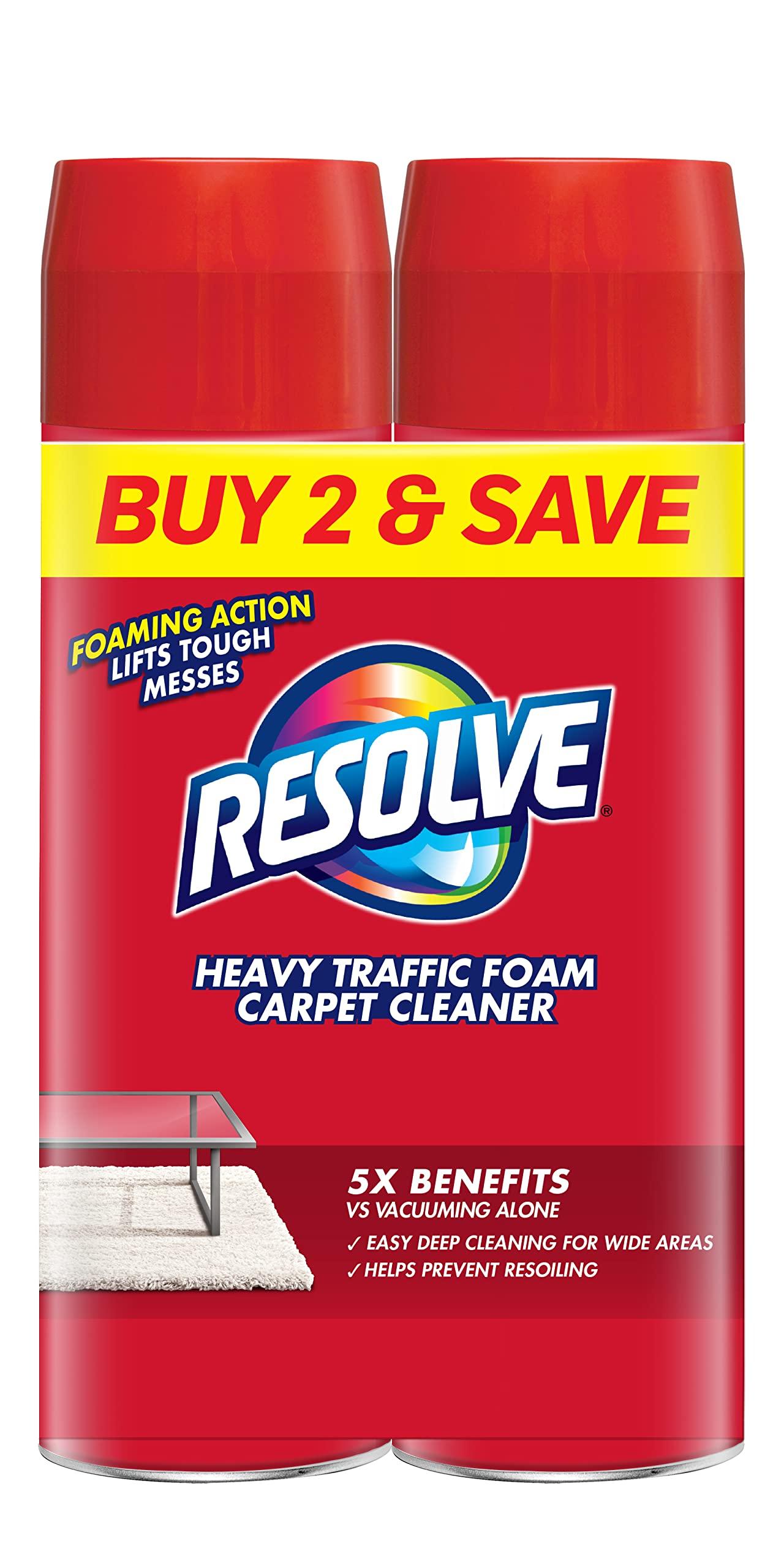 Resolve Resolve Dual Pack High Traffic Carpet Foam, 44 oz (2 Cans x 22 oz), Cleans Freshens Softens & Removes Stains
