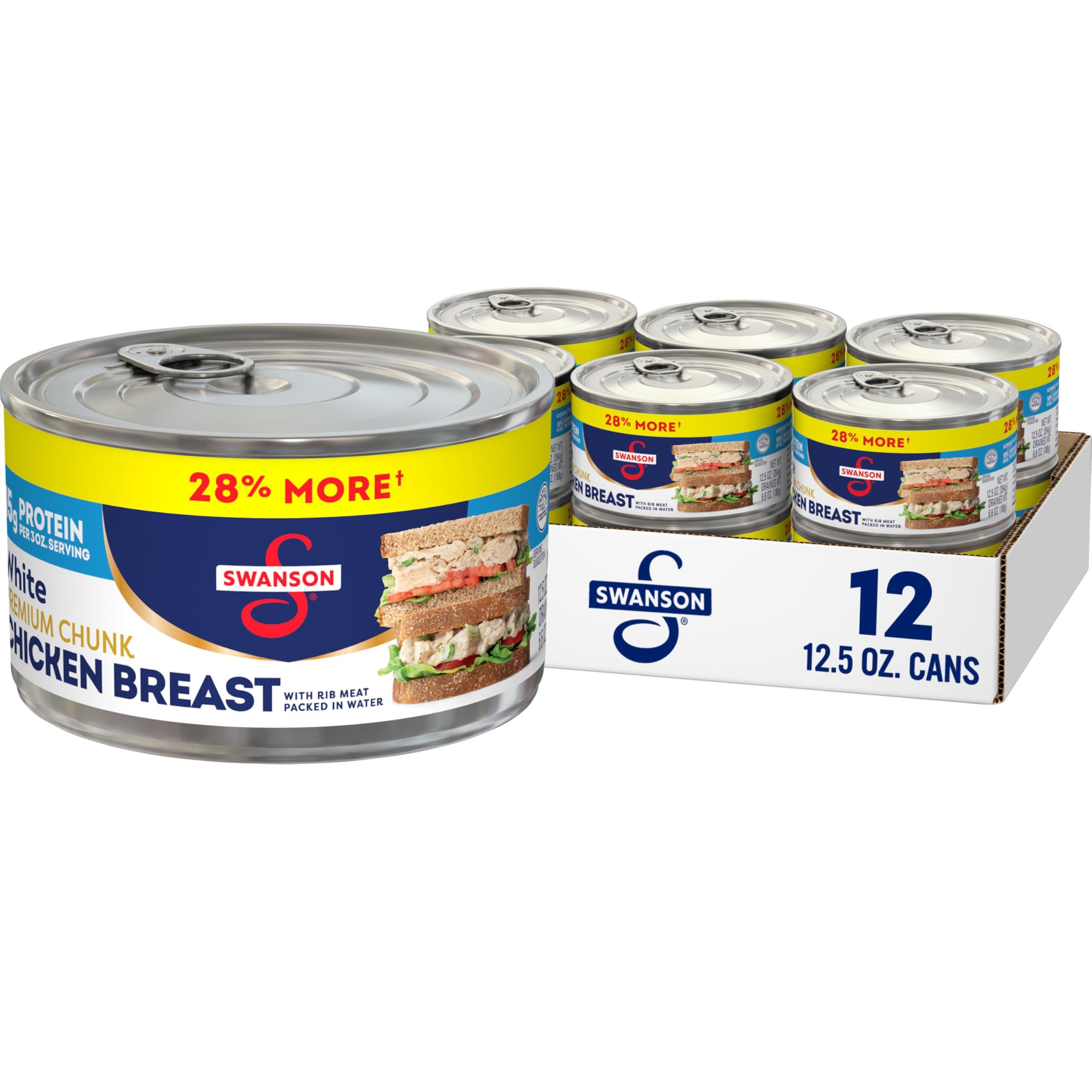 SWANSON S Swanson White Premium Chunk Canned Chicken Breast in Water, 12.5 OZ Can (Case of 12)