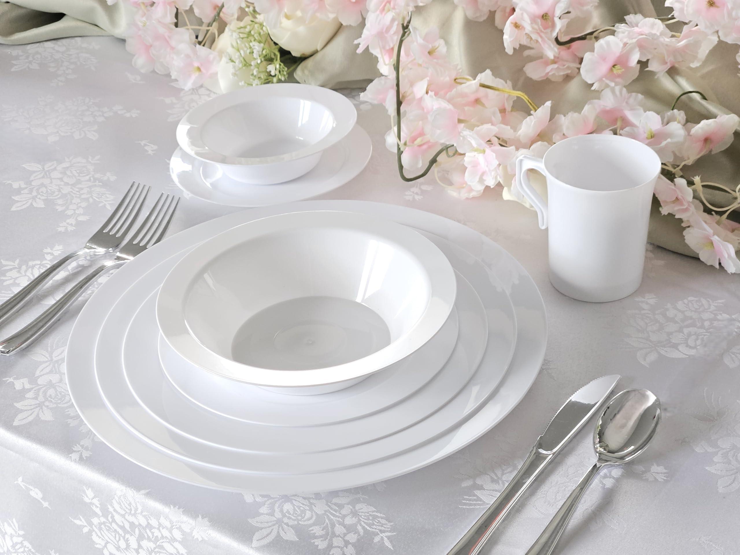 OCCASIONS FINEST PLASTIC TABLEWARE \" OCCASIONS \" 60 Plates Pack, Heavyweight Disposable Wedding Party Plastic Plates (10.5\'\' Dinner Plate, Plain White)