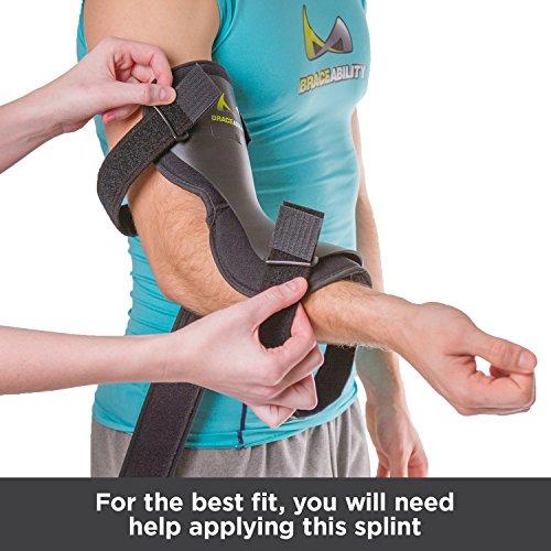 BraceAbility BraceAbility Cubital Tunnel Syndrome Elbow Brace | Splint to Treat Pain from Ulnar Nerve Entrapment, Hyperextended Elbow Prevention and Post Surgery Arm Immobilizer - M (MEDIUM/LARGE)