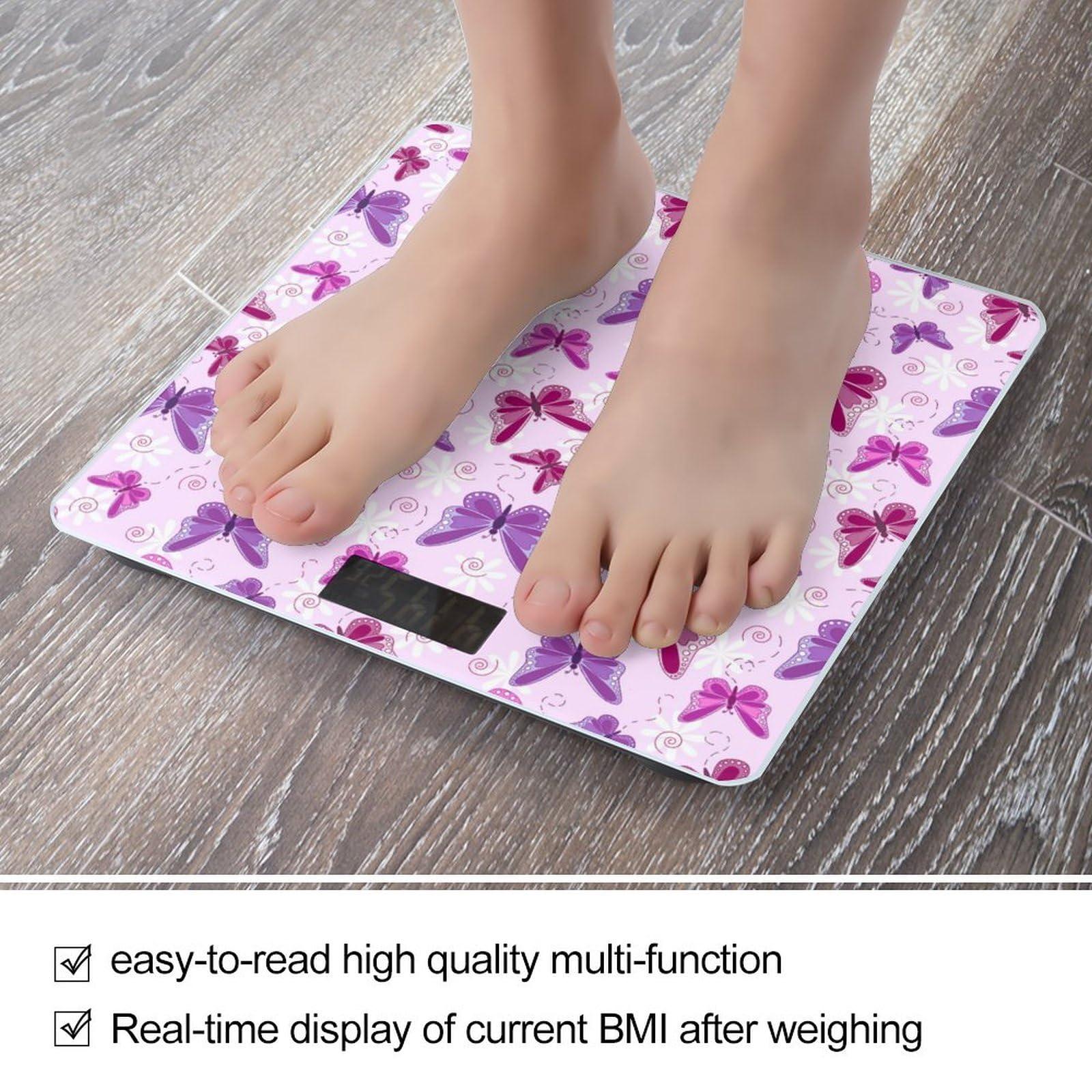 LJFABKY7898 Purple Butterfly Funny Bathroom Scale for Body Weight Highly Accurate Digital LCD Display Weighing Machine