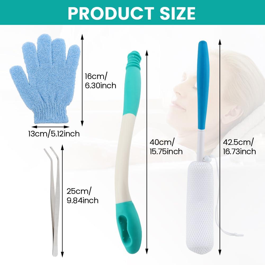 Zenquark Zenquark Toilet Aids Set for Wiping - Long Handle Butt Wiper for Elderly, Bottom Buddy Wiping Aid Bathroom Tools for Pregnant and Physically Challenged (4PCS Personal Hygiene Kit)(Blue)