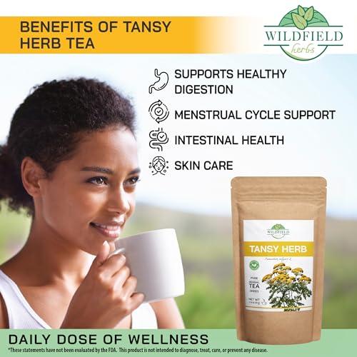 WILDFIELD HERBS 1.8 oz. Pishma Tea Tansy Flowers Herbal Tea (Tanacetum Vulgare L.) - 50g Dried Cut Tansy Flowers Herb Tea